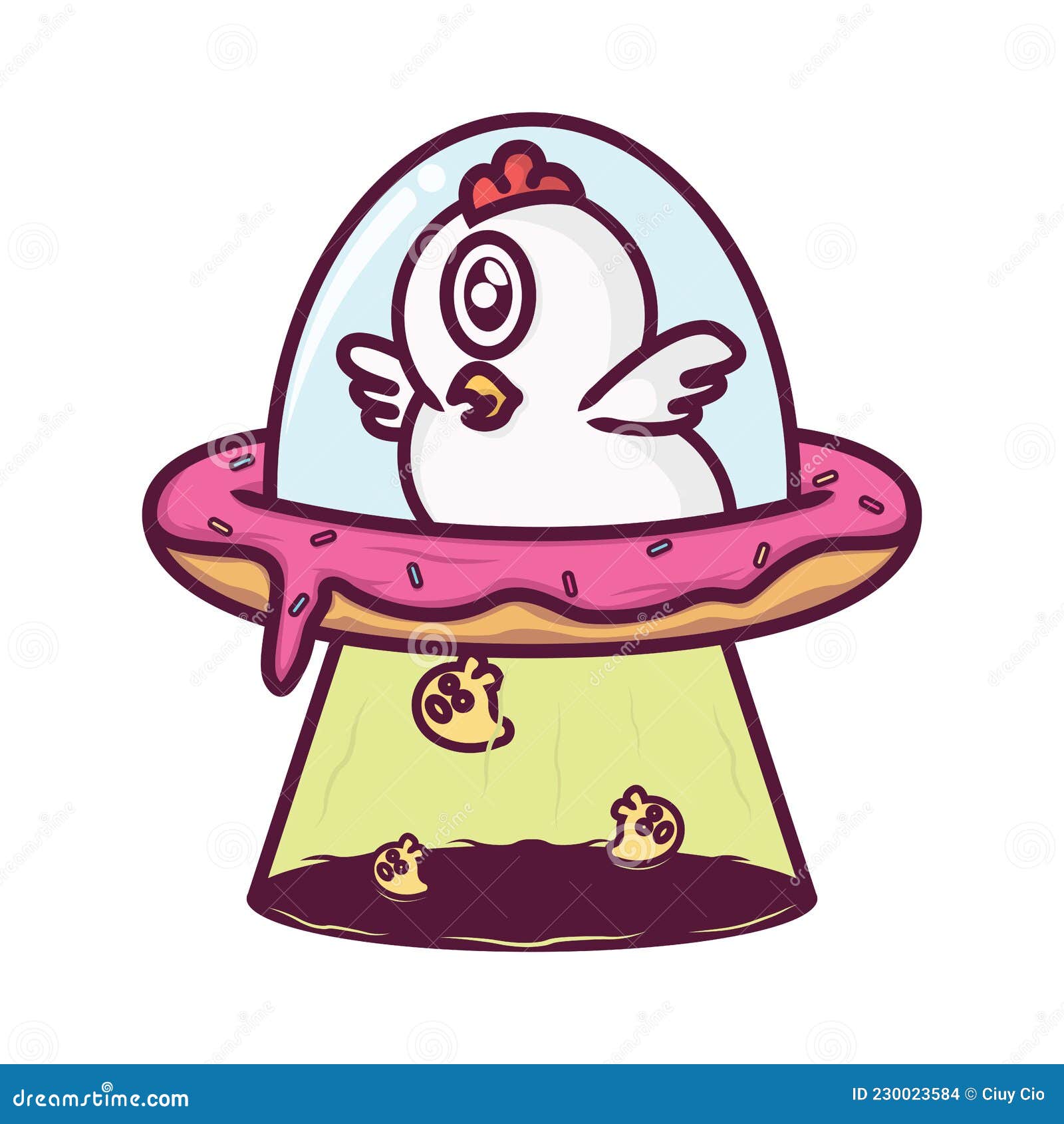 Galinha dos desenhos animados e seus três ovos, Vetor Premium