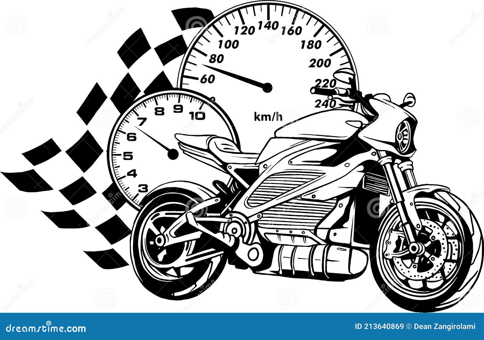 Desenho Em Preto E Branco De Vetor De Moto Com Desenho De Peças