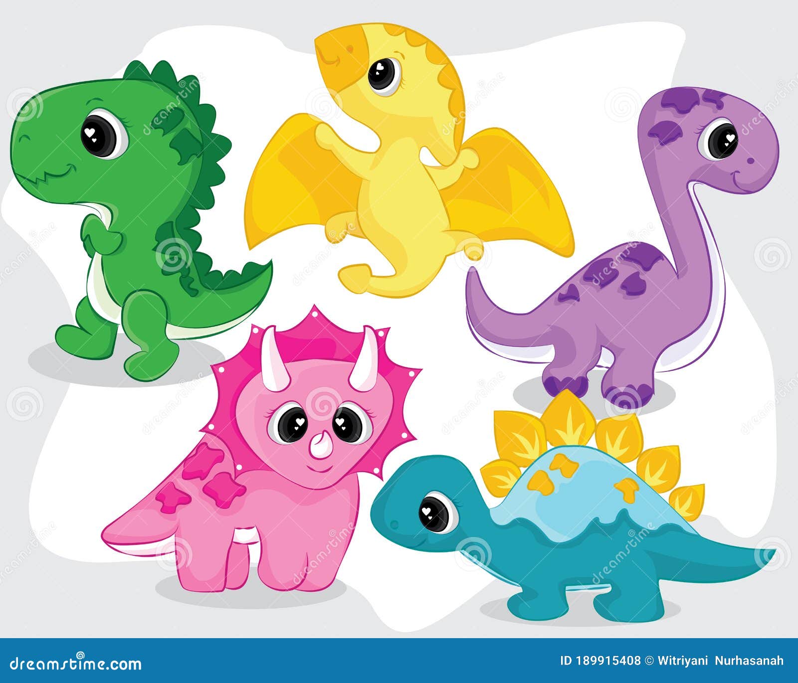 Desenho Infantil Bonito Dinossauro Dinossauro Dino Azul Verde Cor