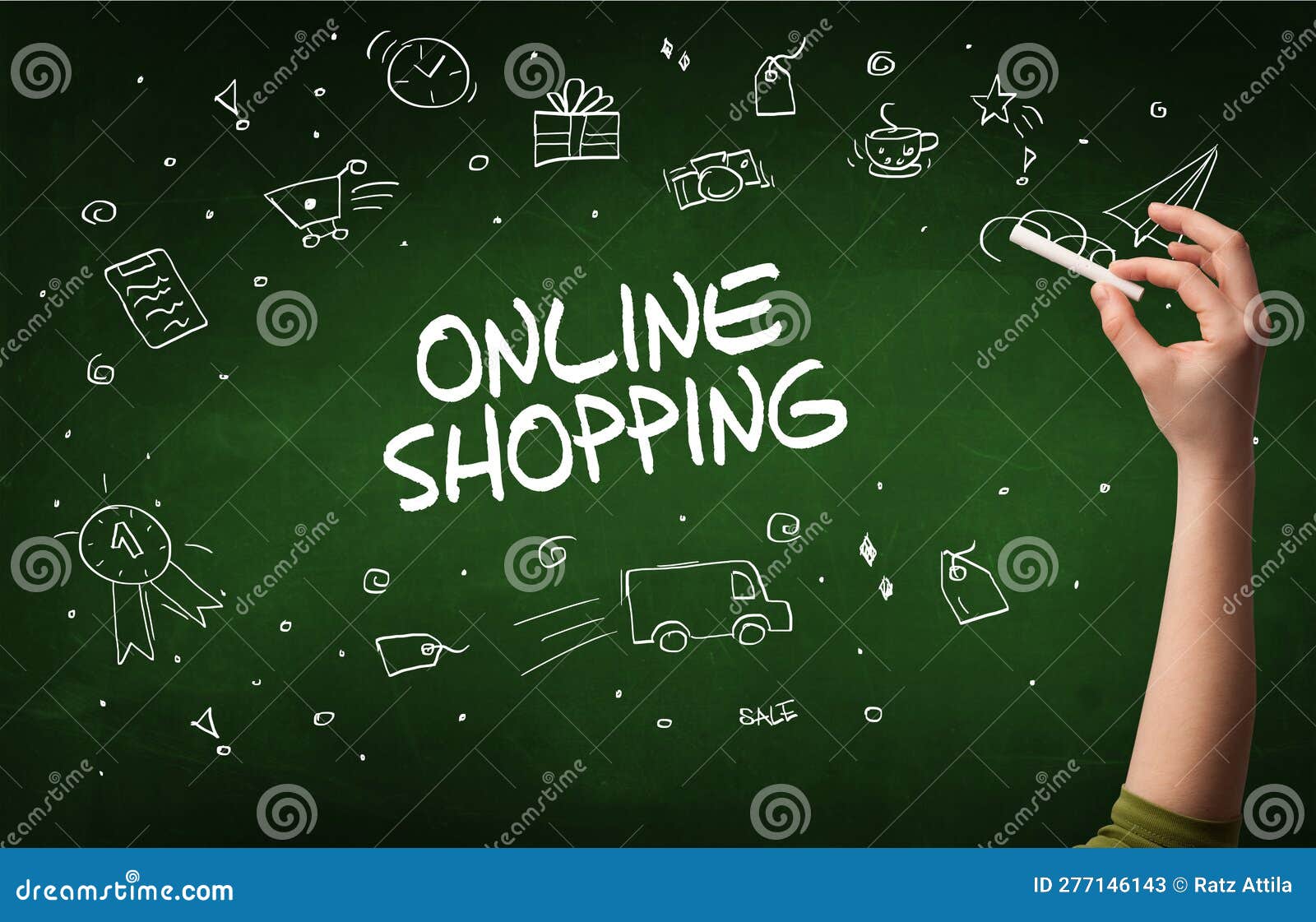 Desenho Manual Do Conceito De Compras Online Imagem de Stock