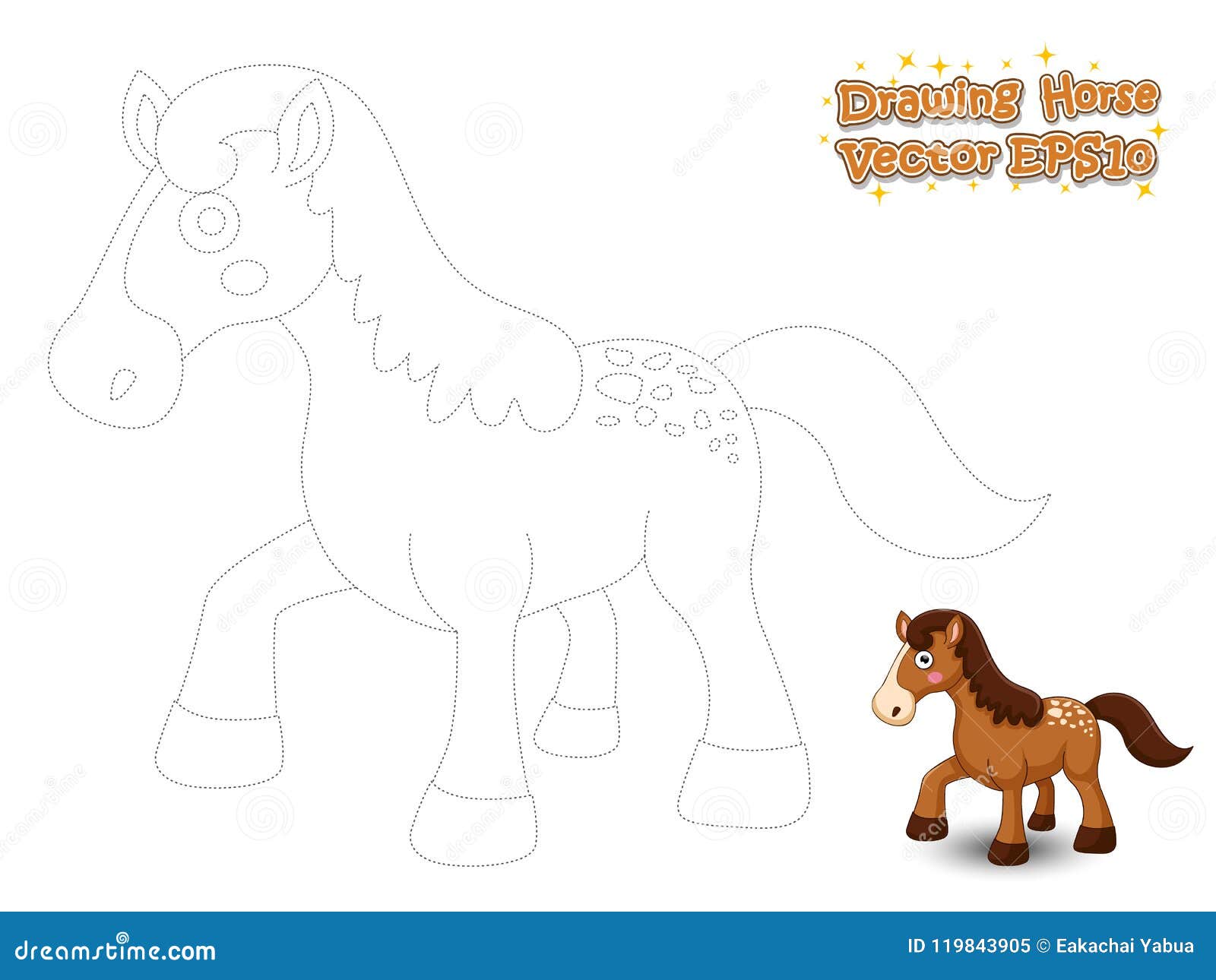 Desenhos Animados Bonitos Do Cavalo Do Desenho E Da Pintura Jogo  Educacional Para Crianças Ilustração do Vetor - Ilustração de livro,  enigma: 119843905