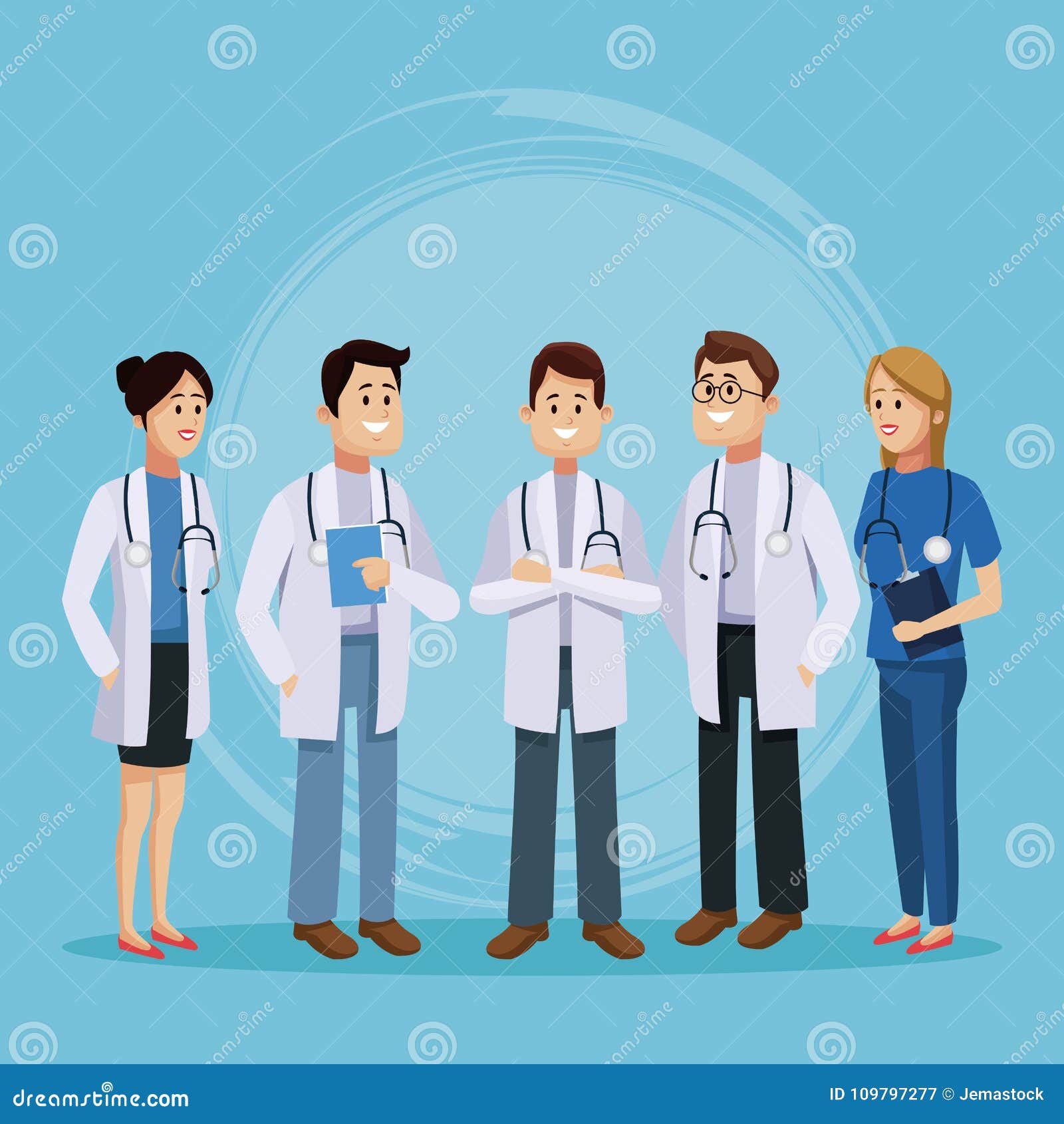 Conjunto de personagens de desenhos animados de médico. conceito de equipe  de equipe médica no hospital