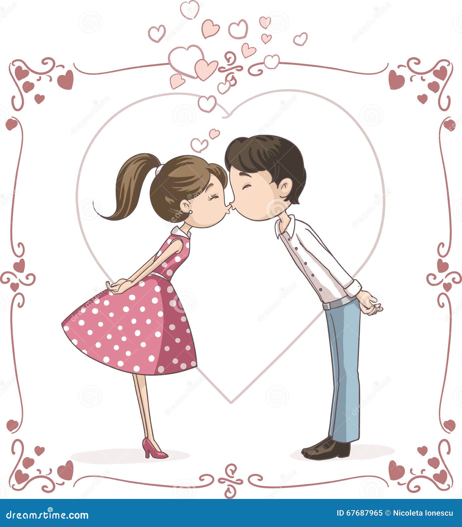 Desenhos Animados De Beijo Do Vetor Dos Pares Ilustração do Vetor -  Ilustração de apaixonado, sentimento: 67687965