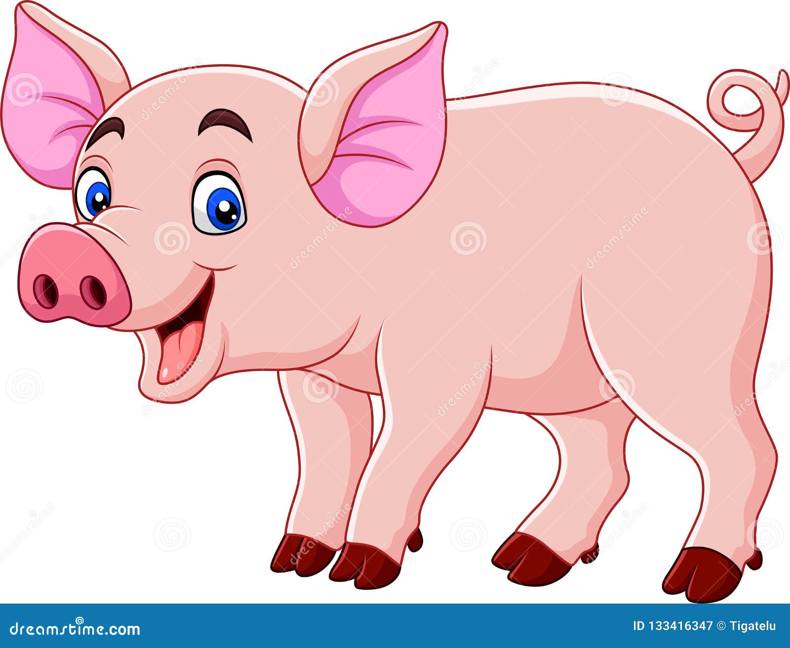 Vetores de Bonito Desenho Desenhar Desenhos Animados De Porco e