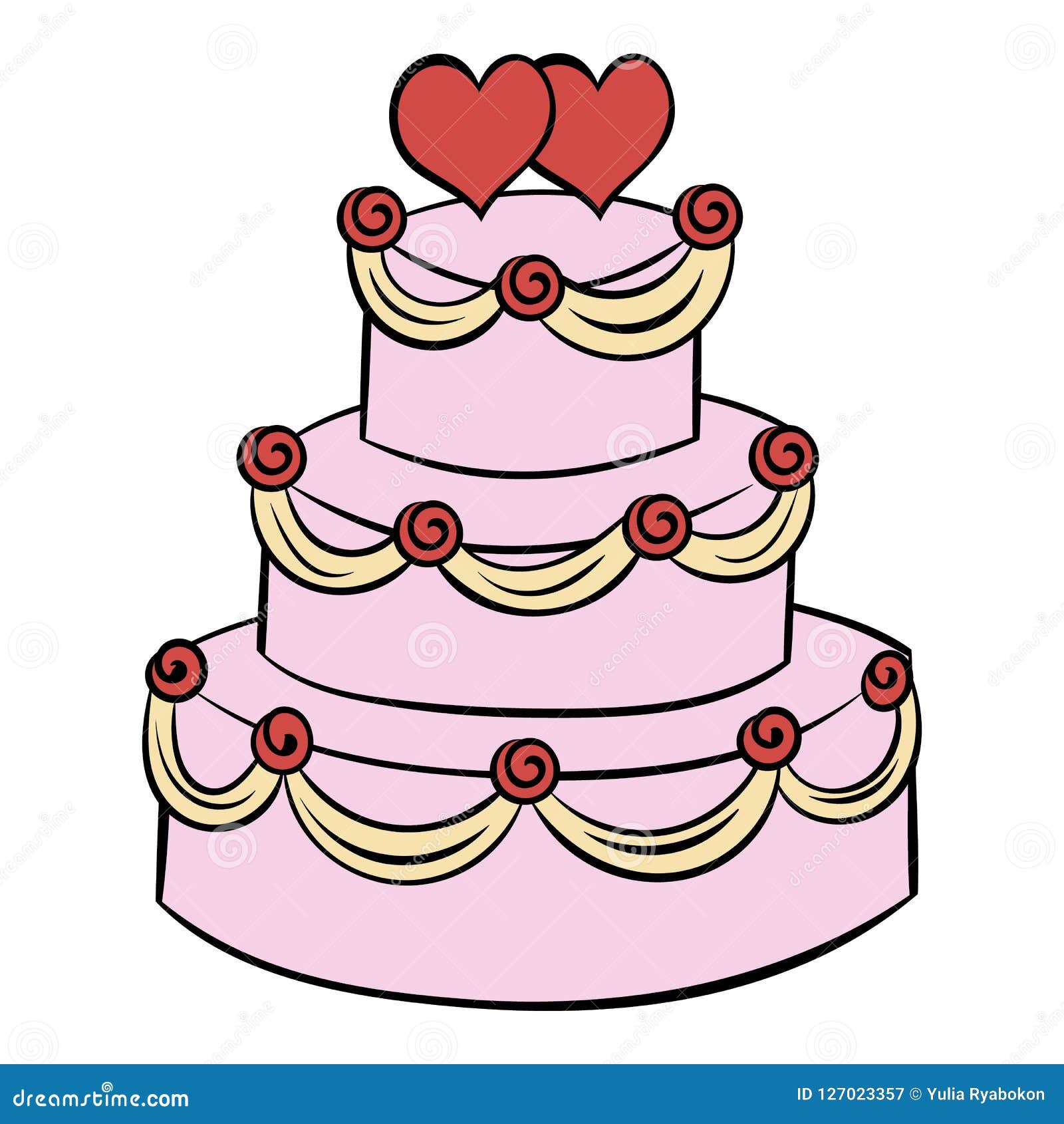 Casamento bolo desenho animado colori clipart ilustração 21516319 Vetor no  Vecteezy