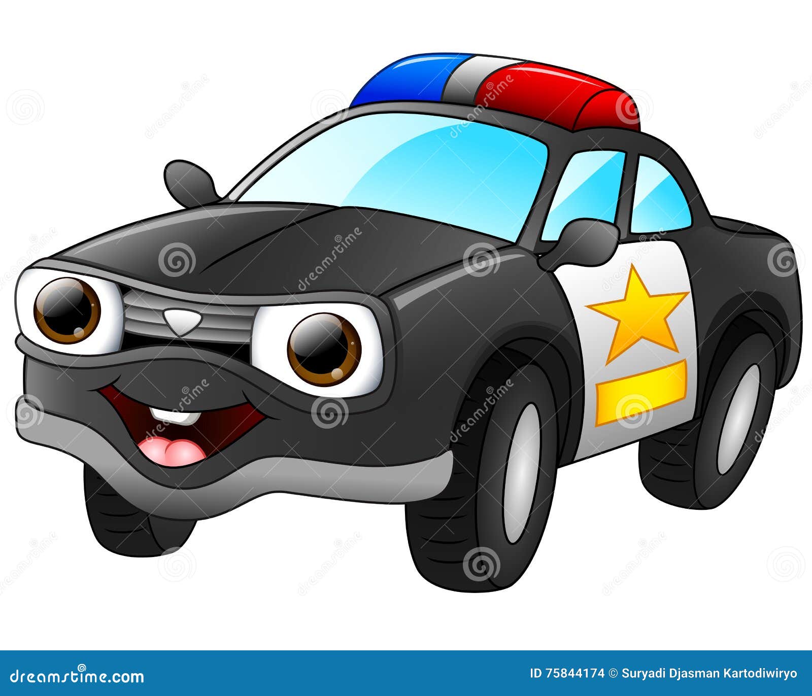 Carro de polícia em desenho animado de carro de polícia com fundo