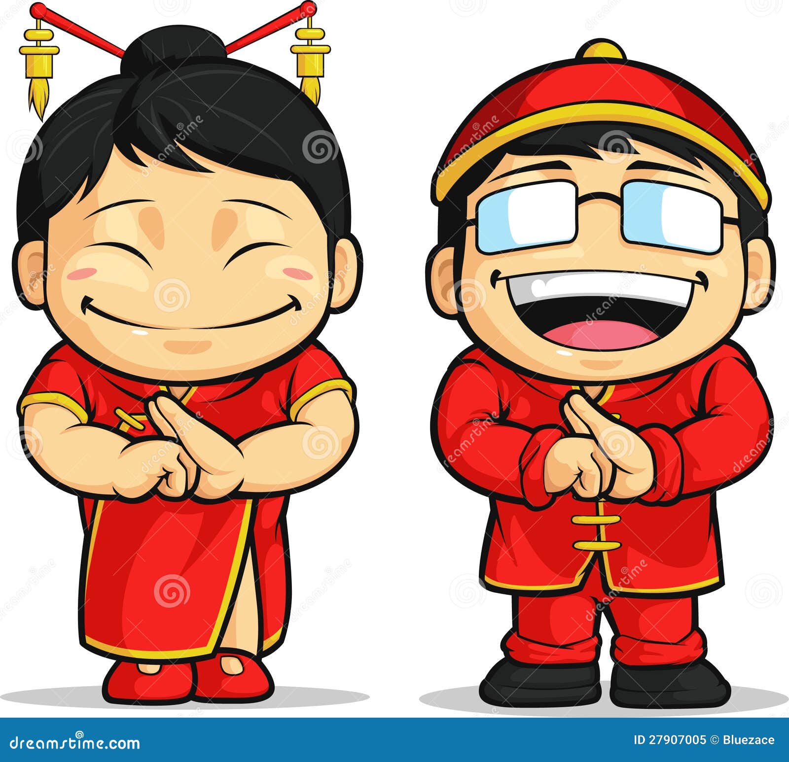 Desenhos Animados Do Menino & Da Menina Chineses Ilustração do Vetor -  Ilustração de cultura, prosperidade: 27907005
