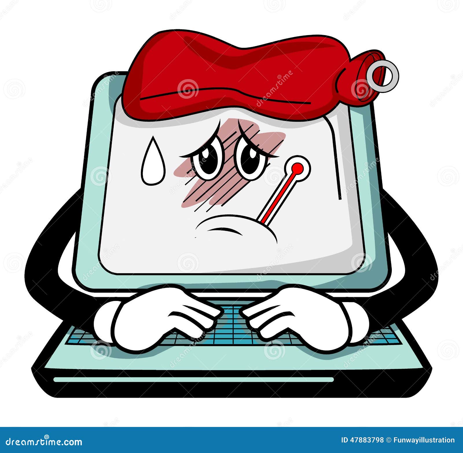 Desenho Animado De Computador Doente Ilustração do Vetor - Ilustração de  humor, quebrado: 47883798, image size:1300x1288