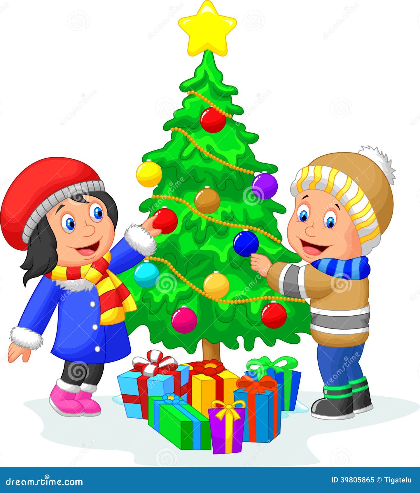 Desenhos Animados Felizes Das Crianças Que Decoram Uma árvore De Natal Com  Bolas Ilustração do Vetor - Ilustração de especial, isolado: 39805865
