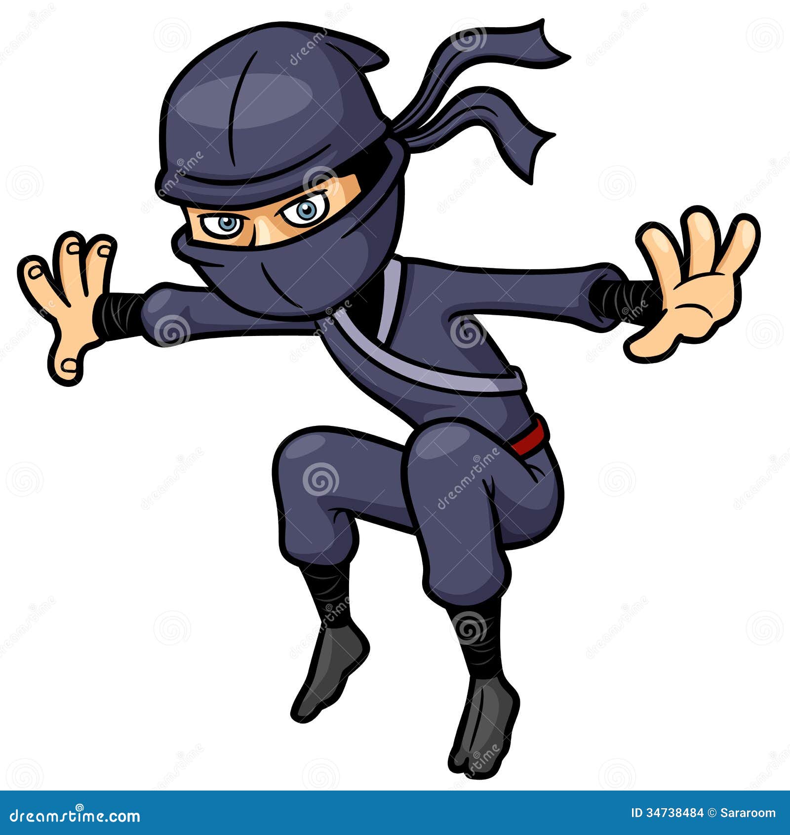 Ninja De Desenho Animado Bonito Atacando Com Espada Ilustração do Vetor -  Ilustração de preto, cartoon: 159227691