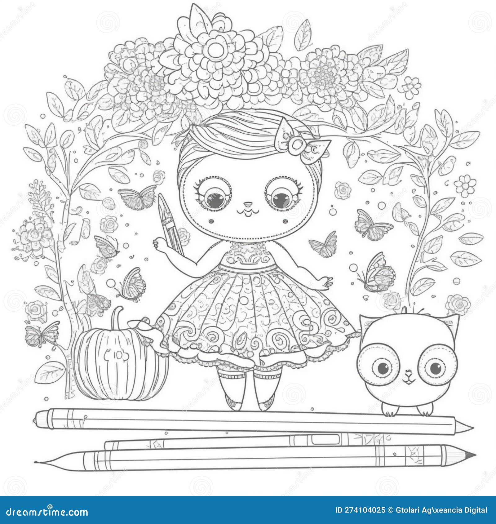 Livro De Colorir Flor E Menina, Livro De Desenho Com Personagens