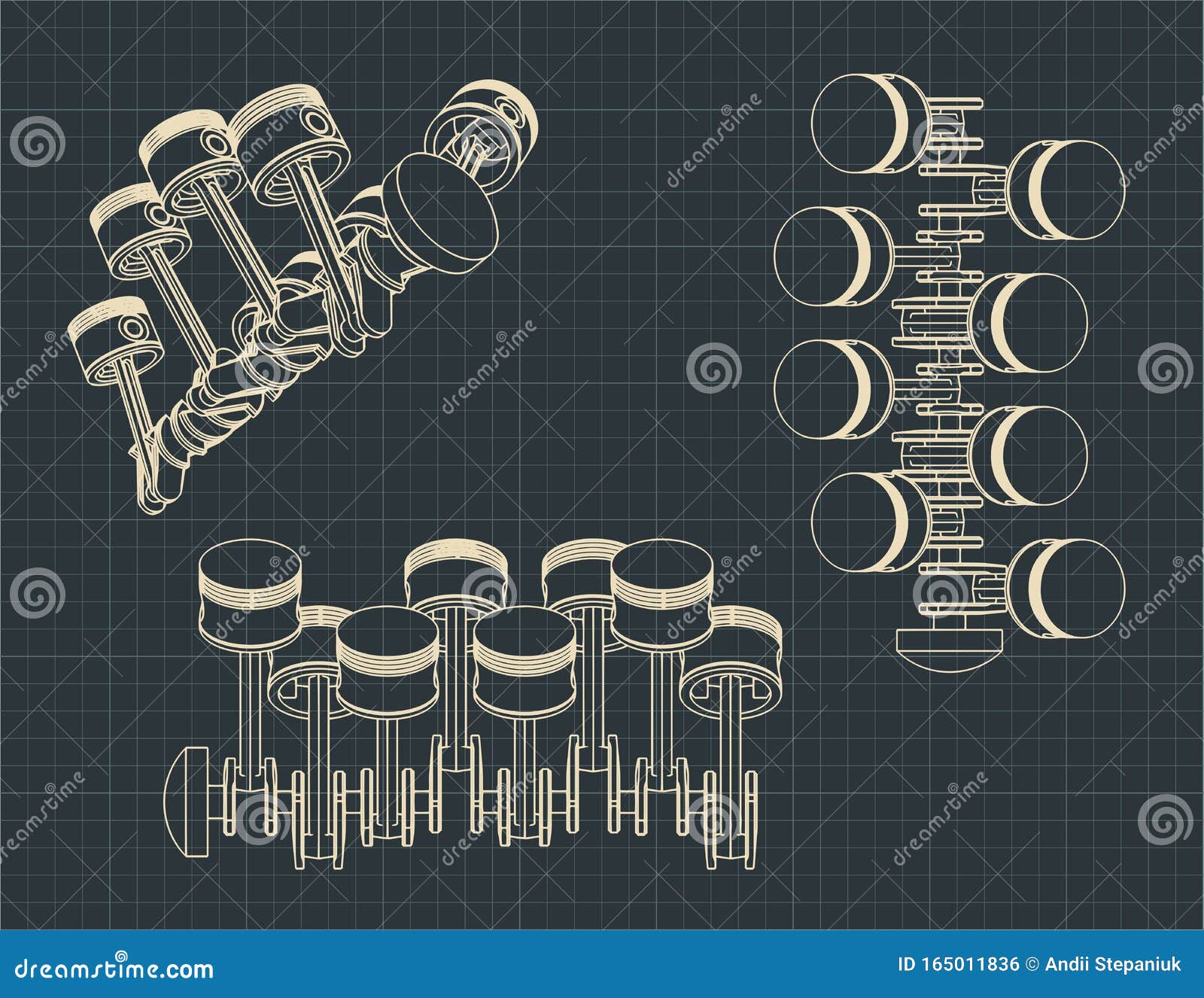 Desenho de um motor de combustão interna em um vetor de fundo branco