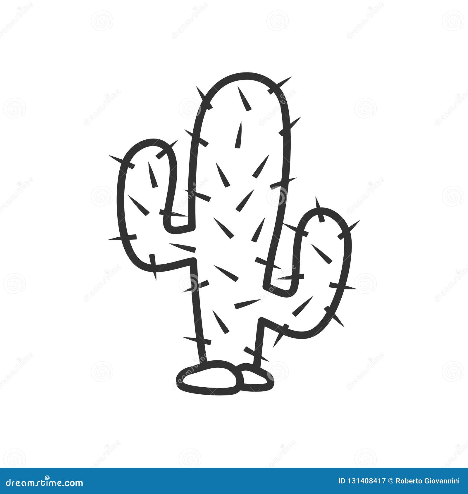 desert cactus outline flat icon on white