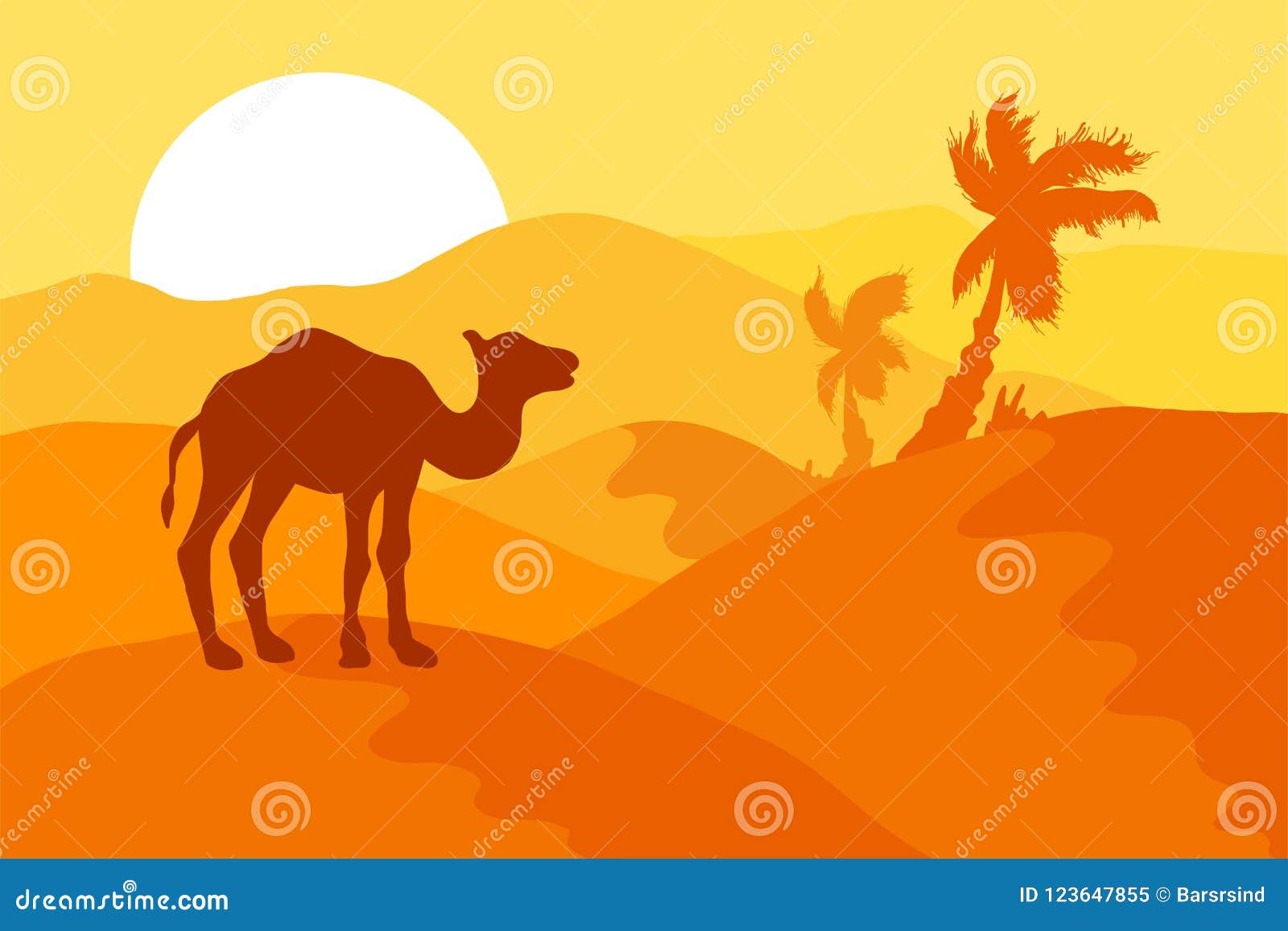 Оранжевая пустыня и верблюд