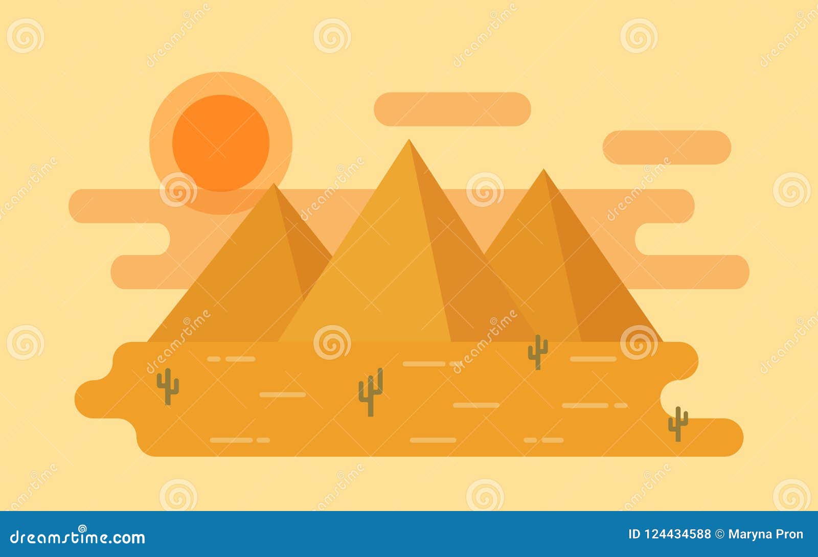 Desert Landscape. Vector Illustration in Flat Design. Stock Vector ...