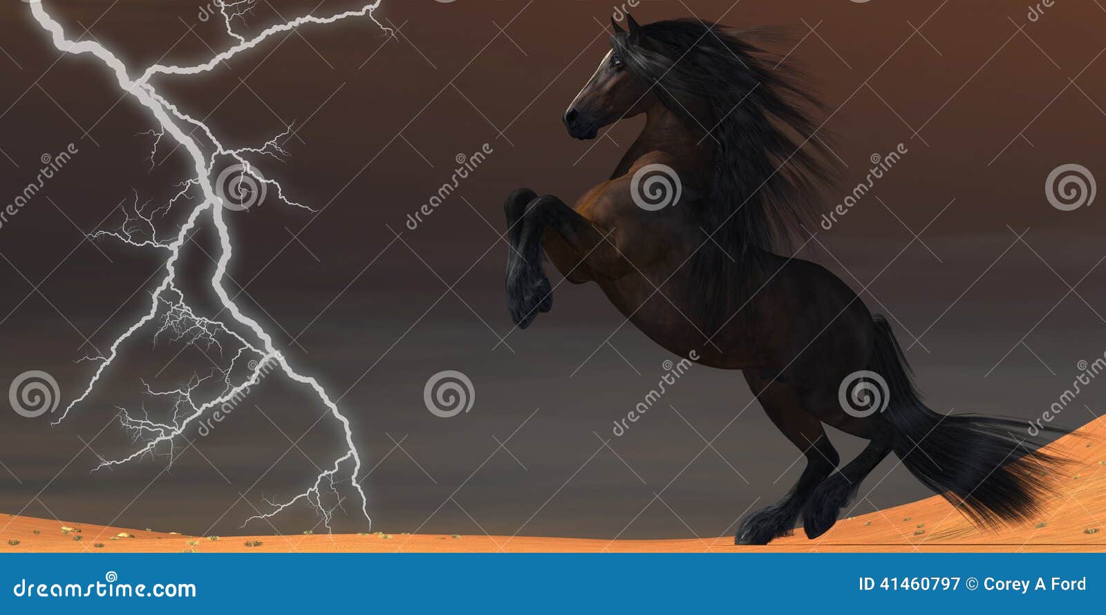 Desert Lightning Horse RoyaltyFree Stock Photography CartoonDealer