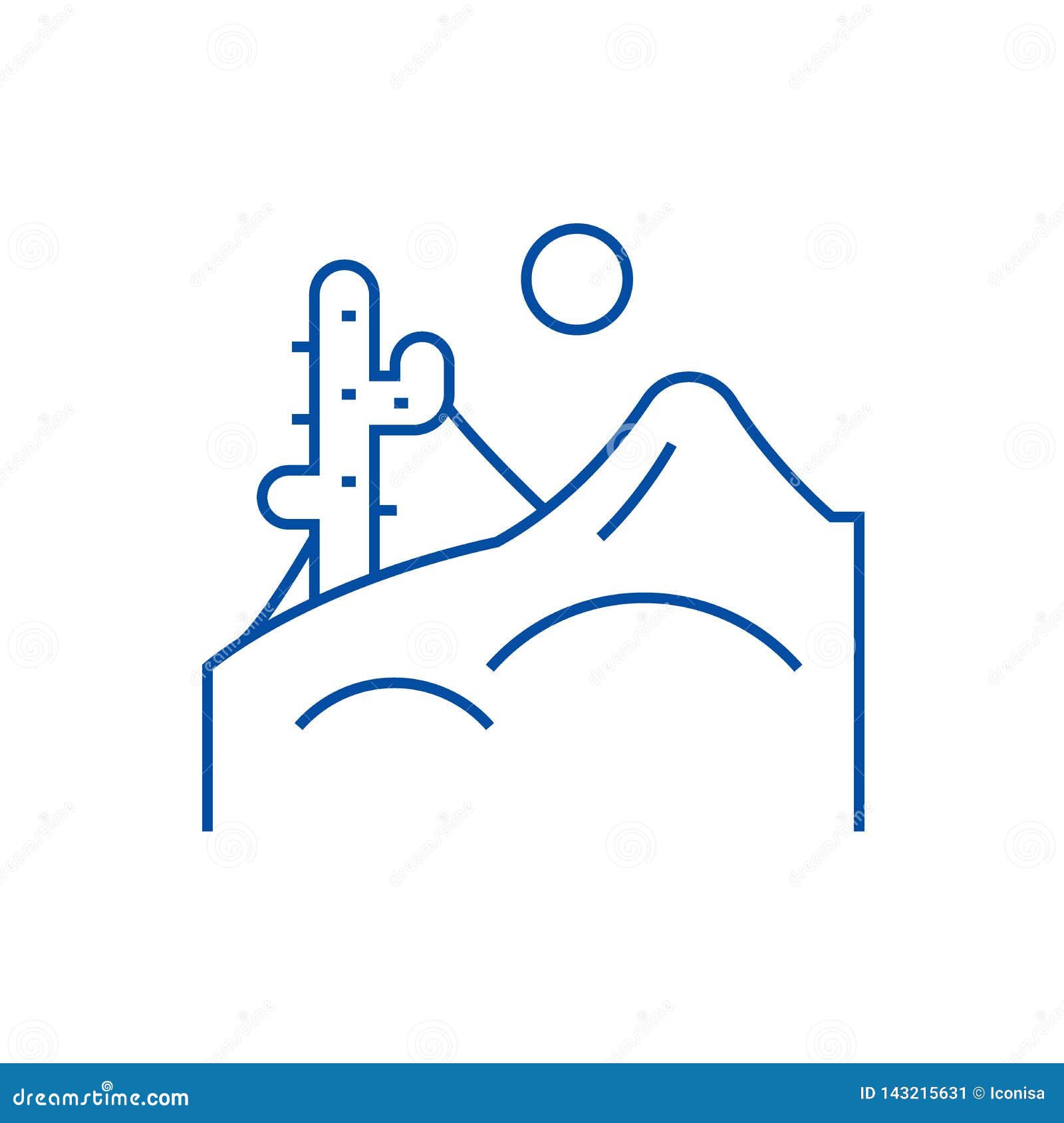 Desert Line Icon Concept. Desert Flat Vector Symbol, Sign, Outline