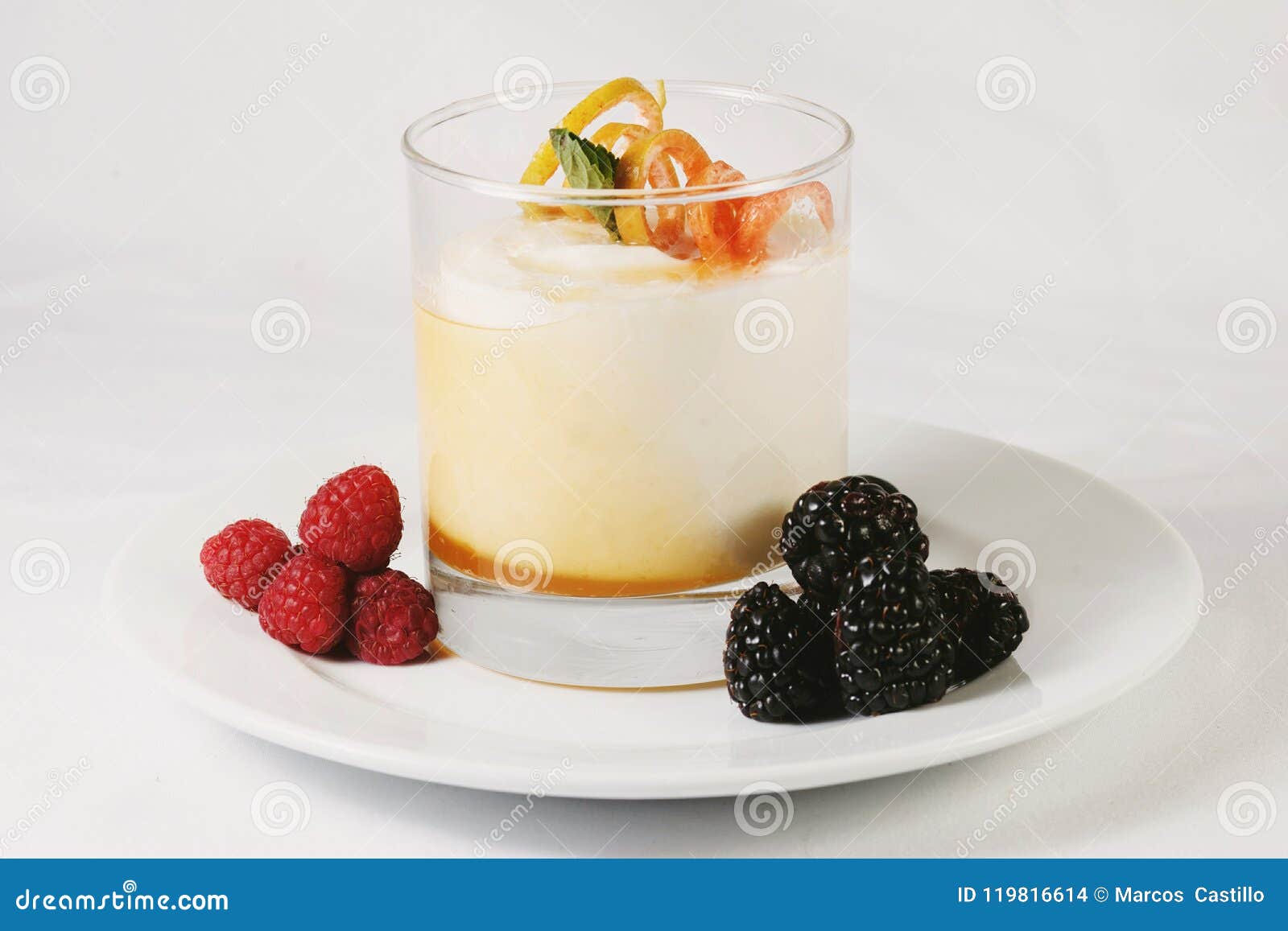 desert, pudding, cream, raspberry and fresh berries