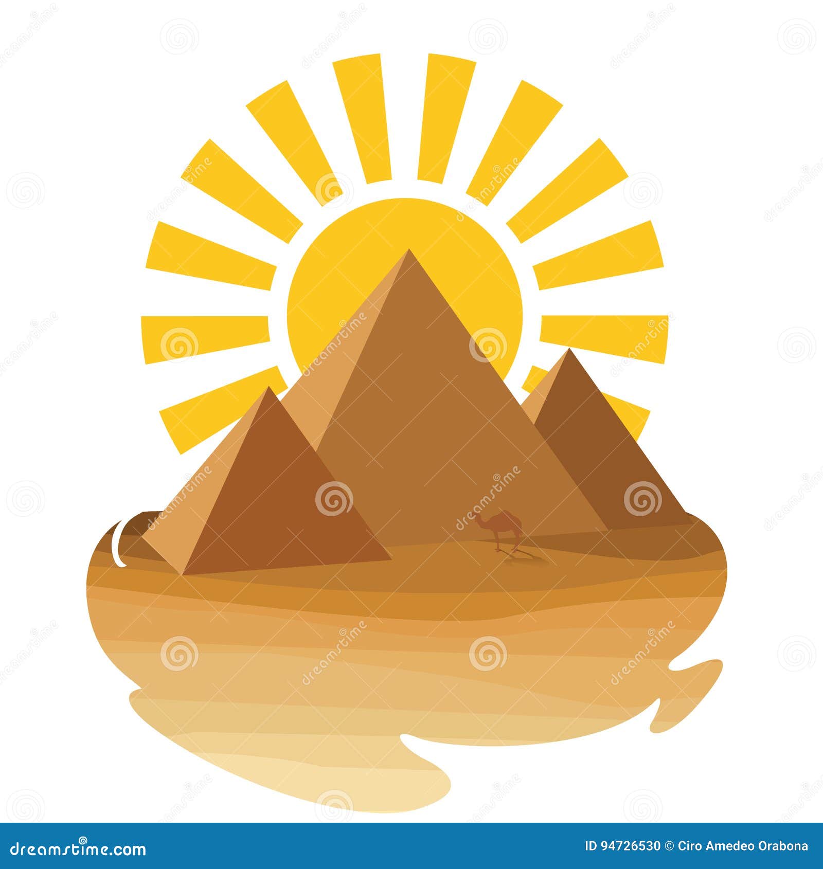 Desert with pyramid stock vector. Illustration of silhouette - 94726530