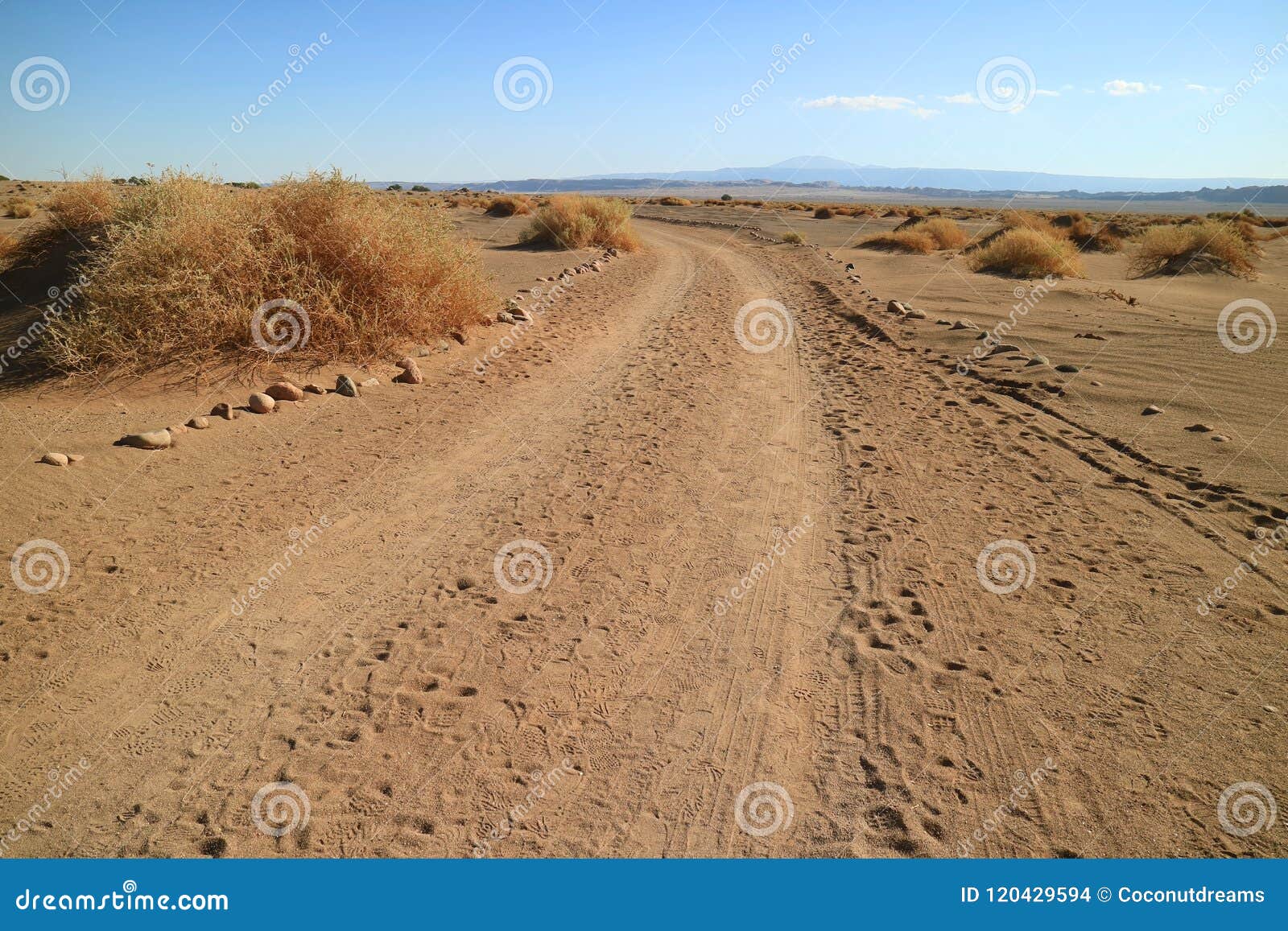 desert road in the archaeological site of aldea de tulor, atacama desert, chile