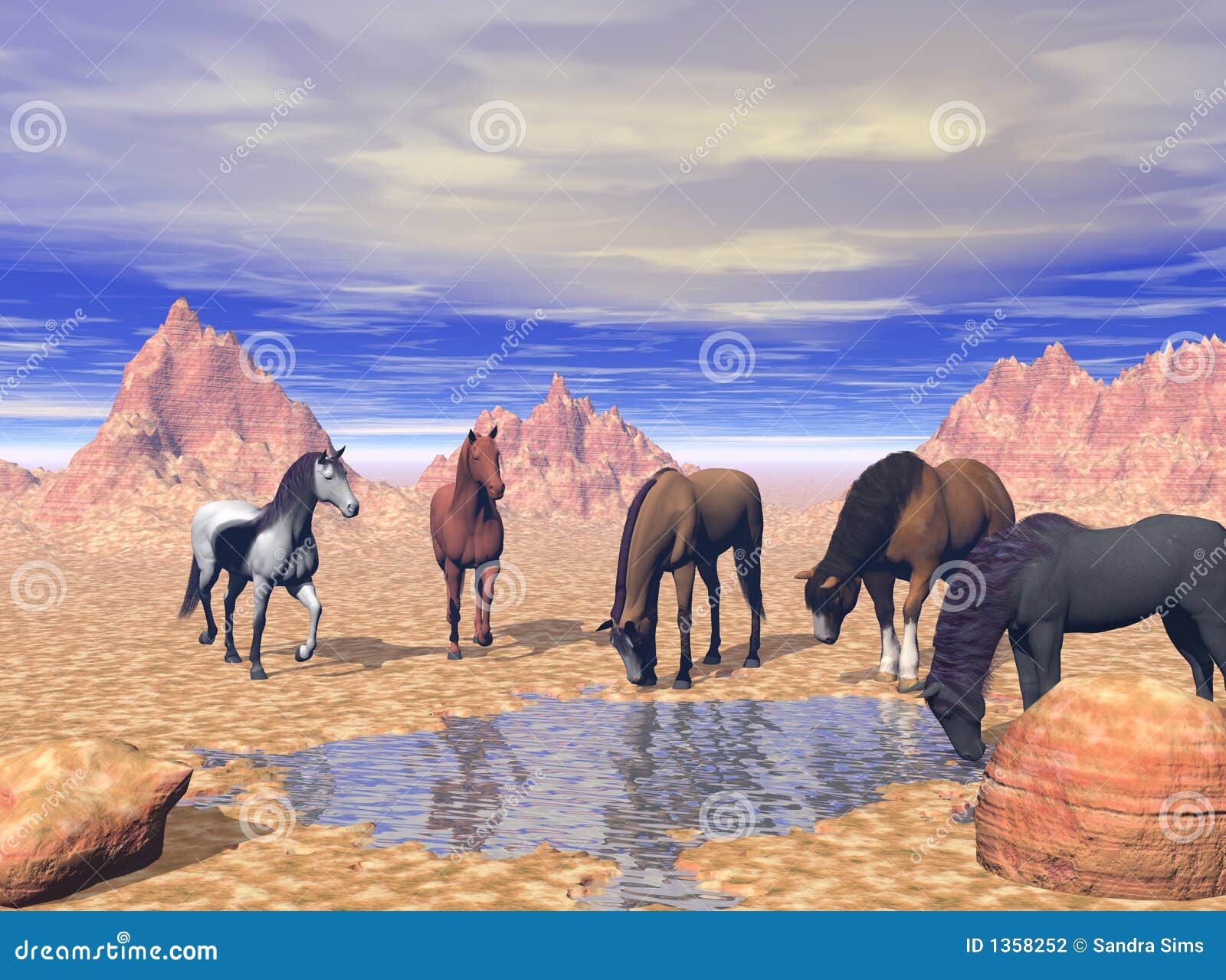 Desert Watering Hole stock illustration. Illustration of abstraction