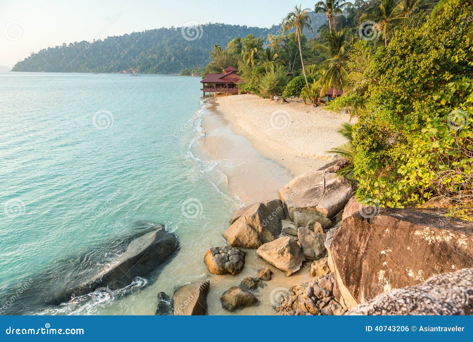 deserted beach on pulau tioman, malaysia