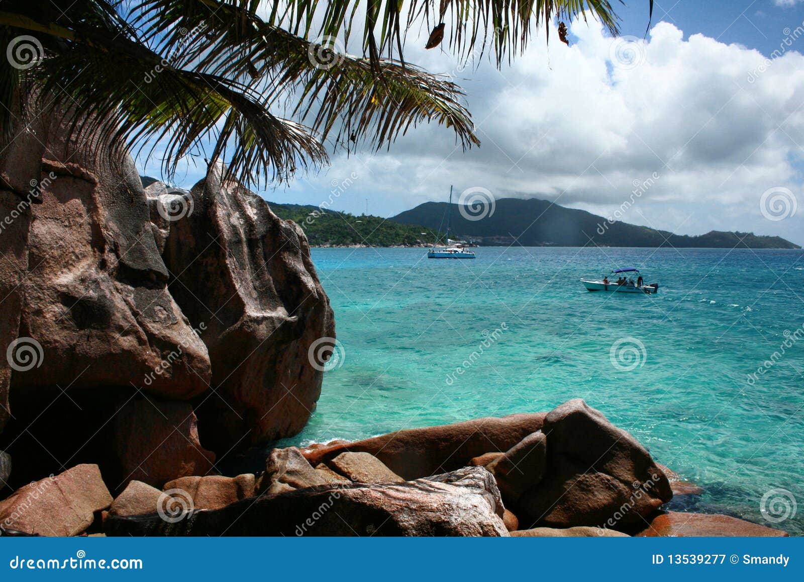 deserted island landscape with crystal water