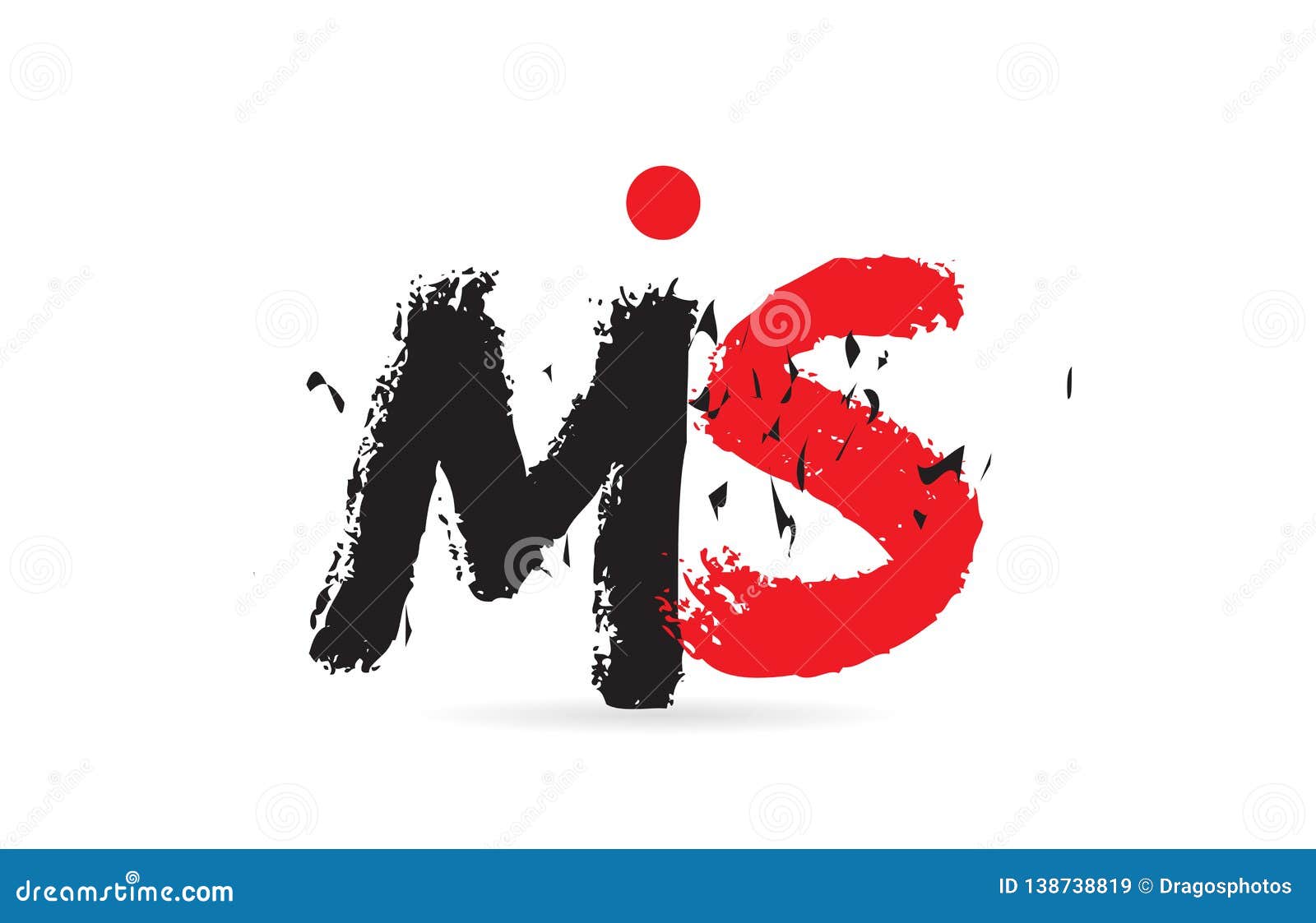 Alphabet Letter Combination Ms M S With Grunge Texture Logo Stock Vector Illustration Of Lettering Company