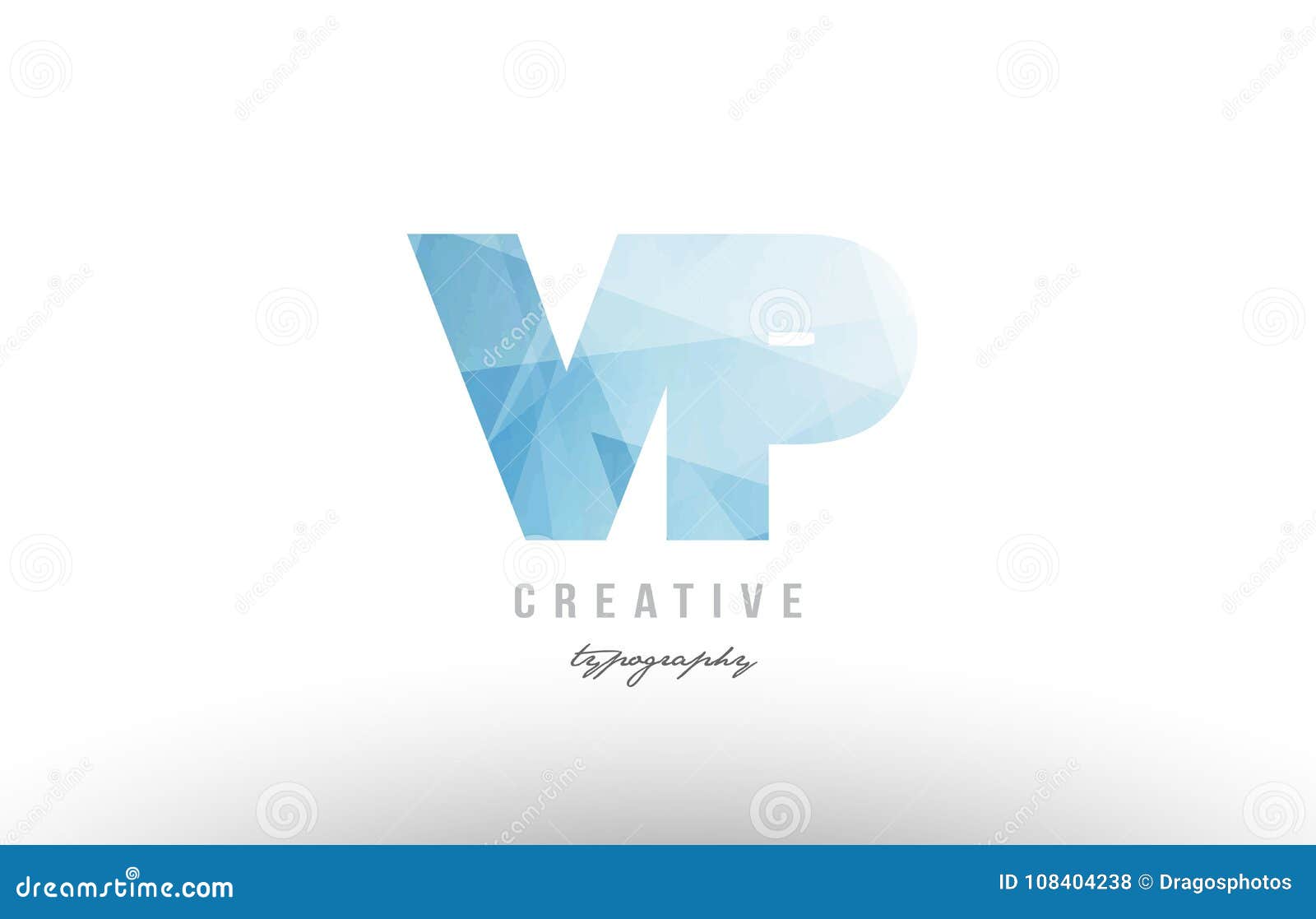 vp v p blue polygonal alphabet letter logo icon combination