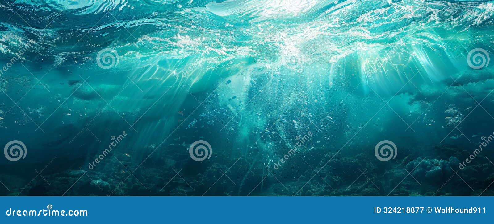  art background with a serene oceanic theme, shades of blue and green creating a calming