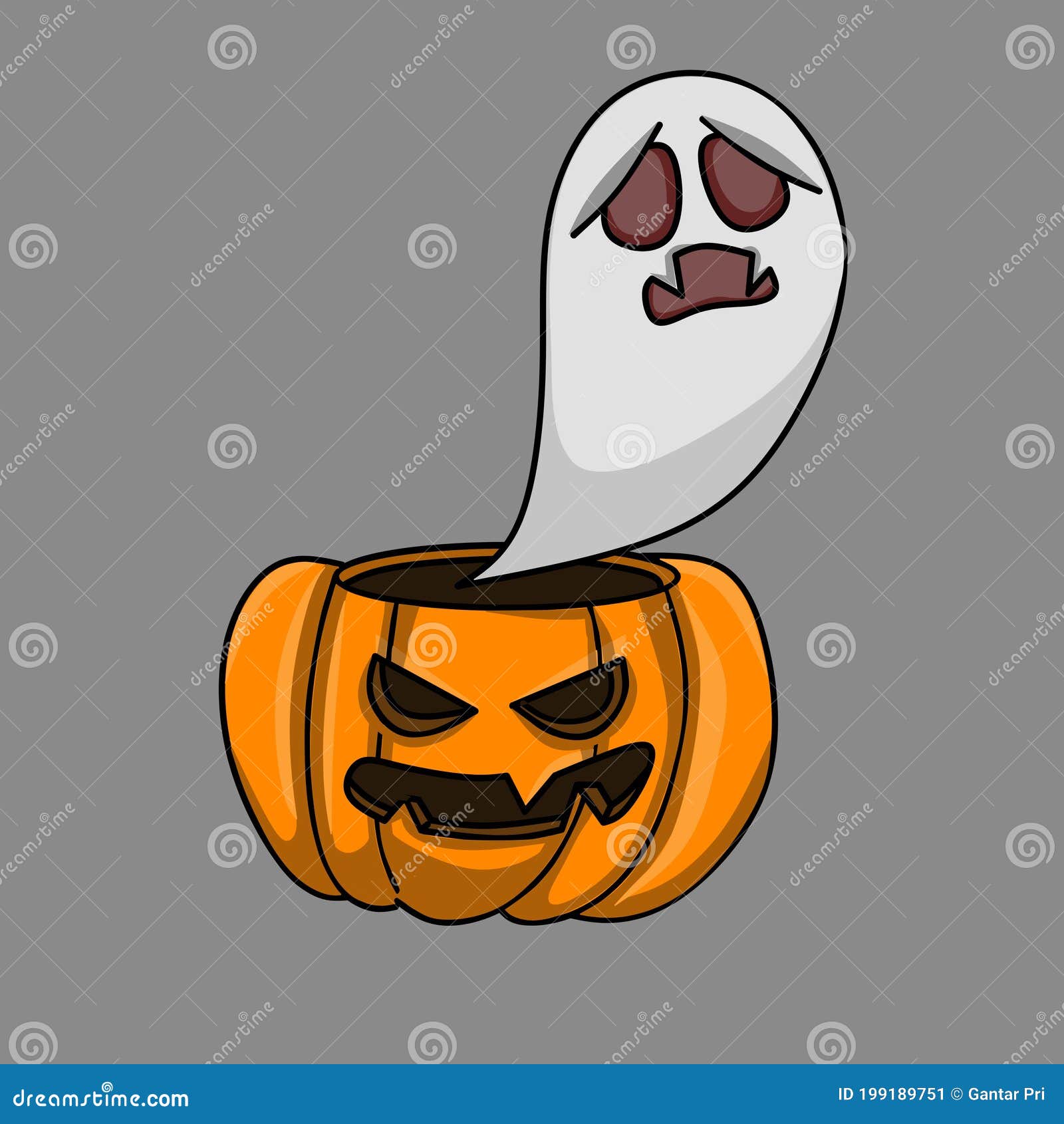 Ilustração de cara assustadora de halloween de abóbora