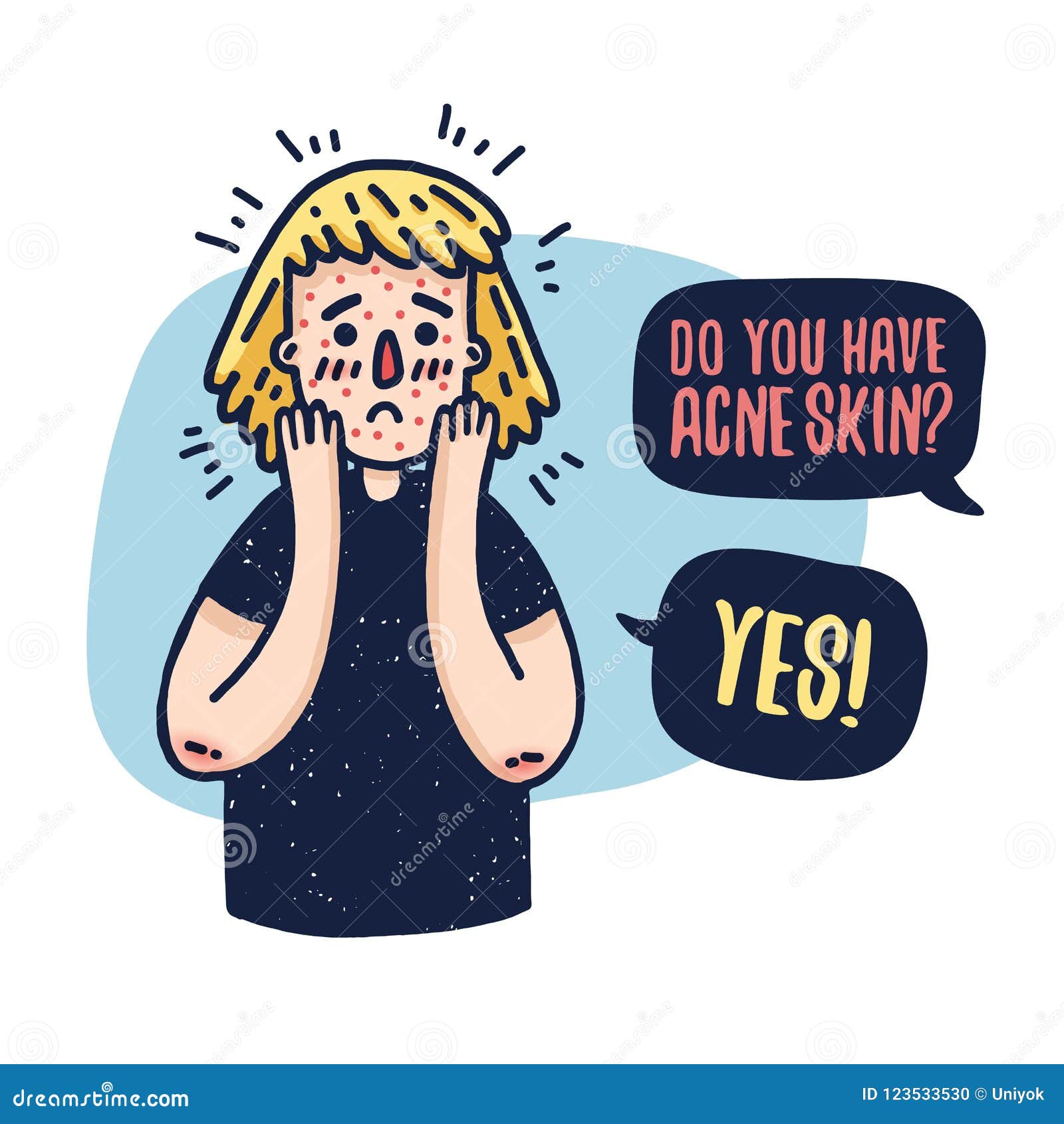  banner with cute teen girl about problem skin. young woman with acne. template  about dermatologica