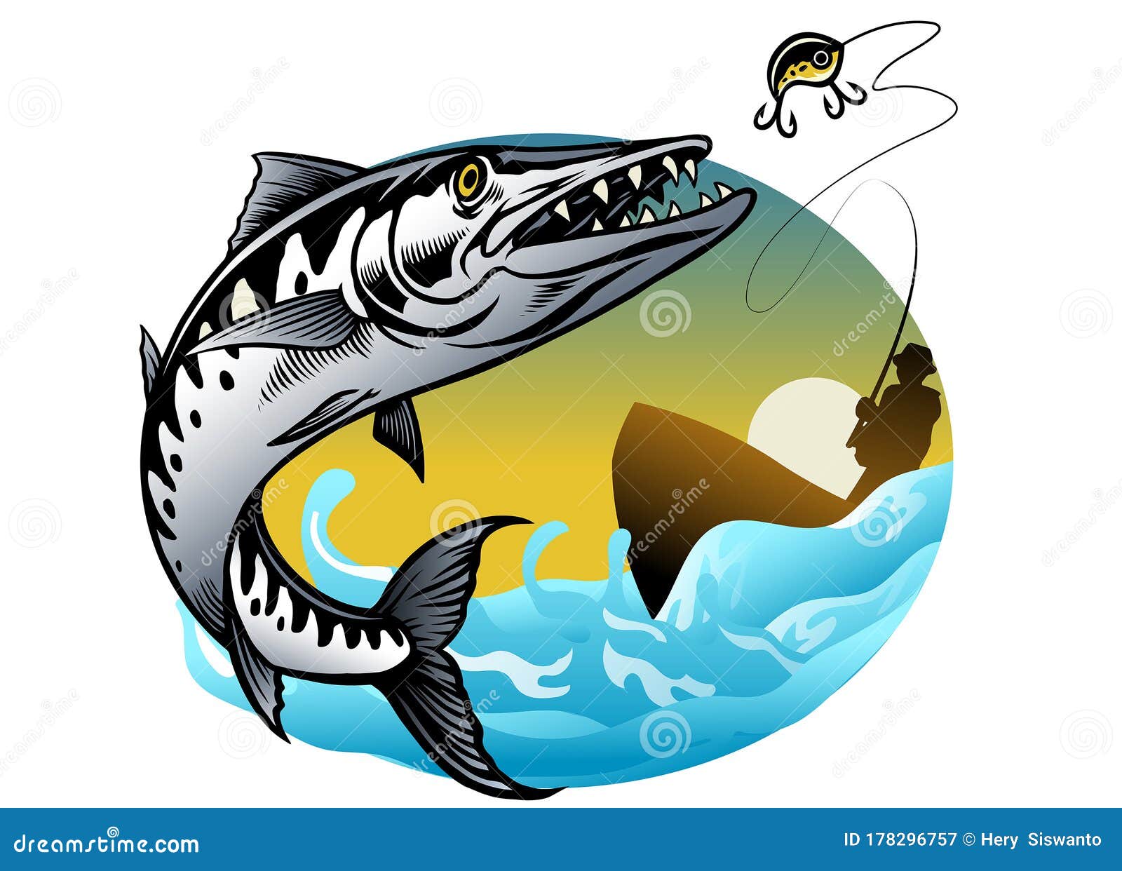 Design Of Barracuda Fishing Stock Vector Illustration Of Food Design 178296757