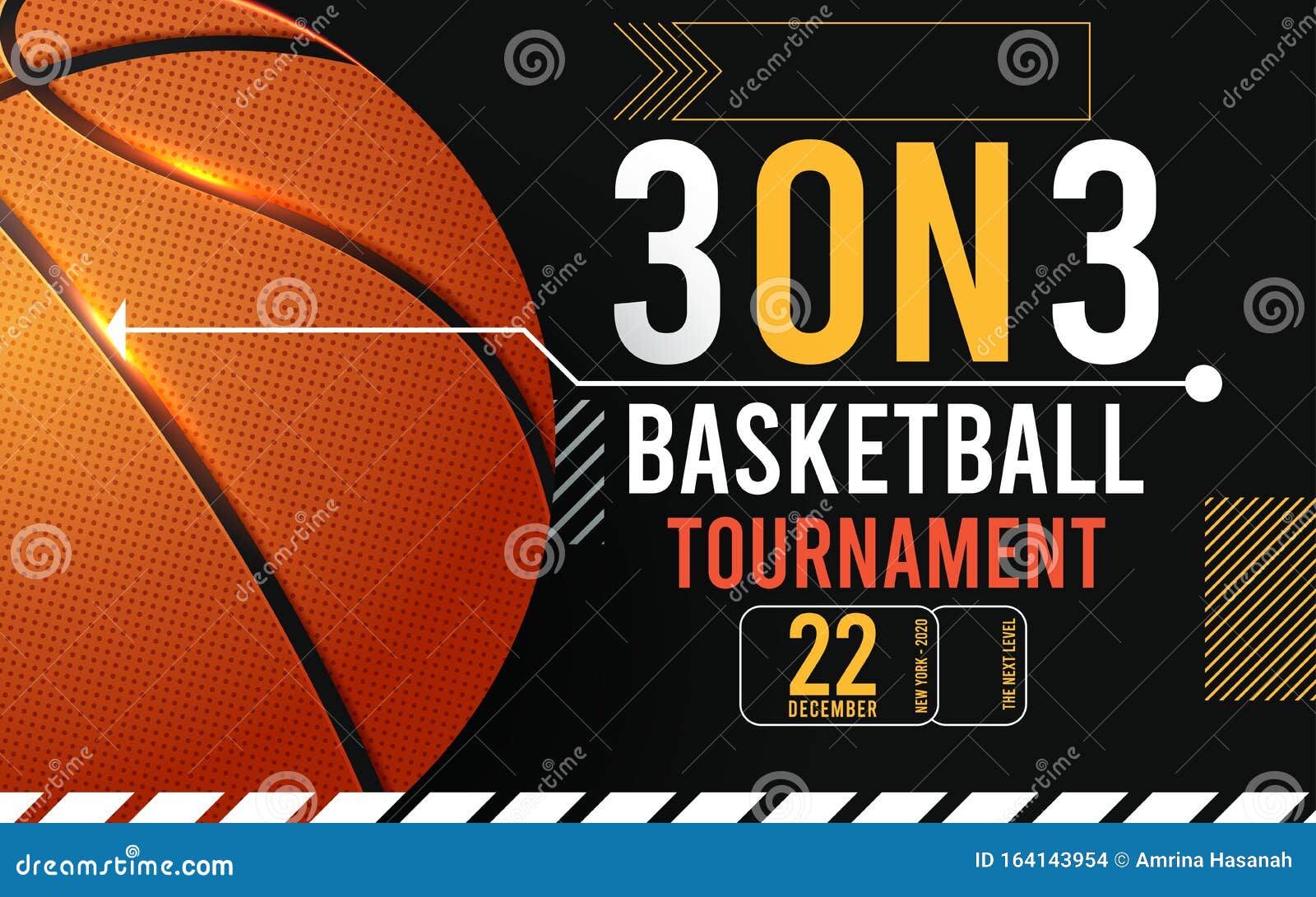 Design for Basketball. Poster for the Tournament. Vector In 3 On 3 Basketball Tournament Flyer Template