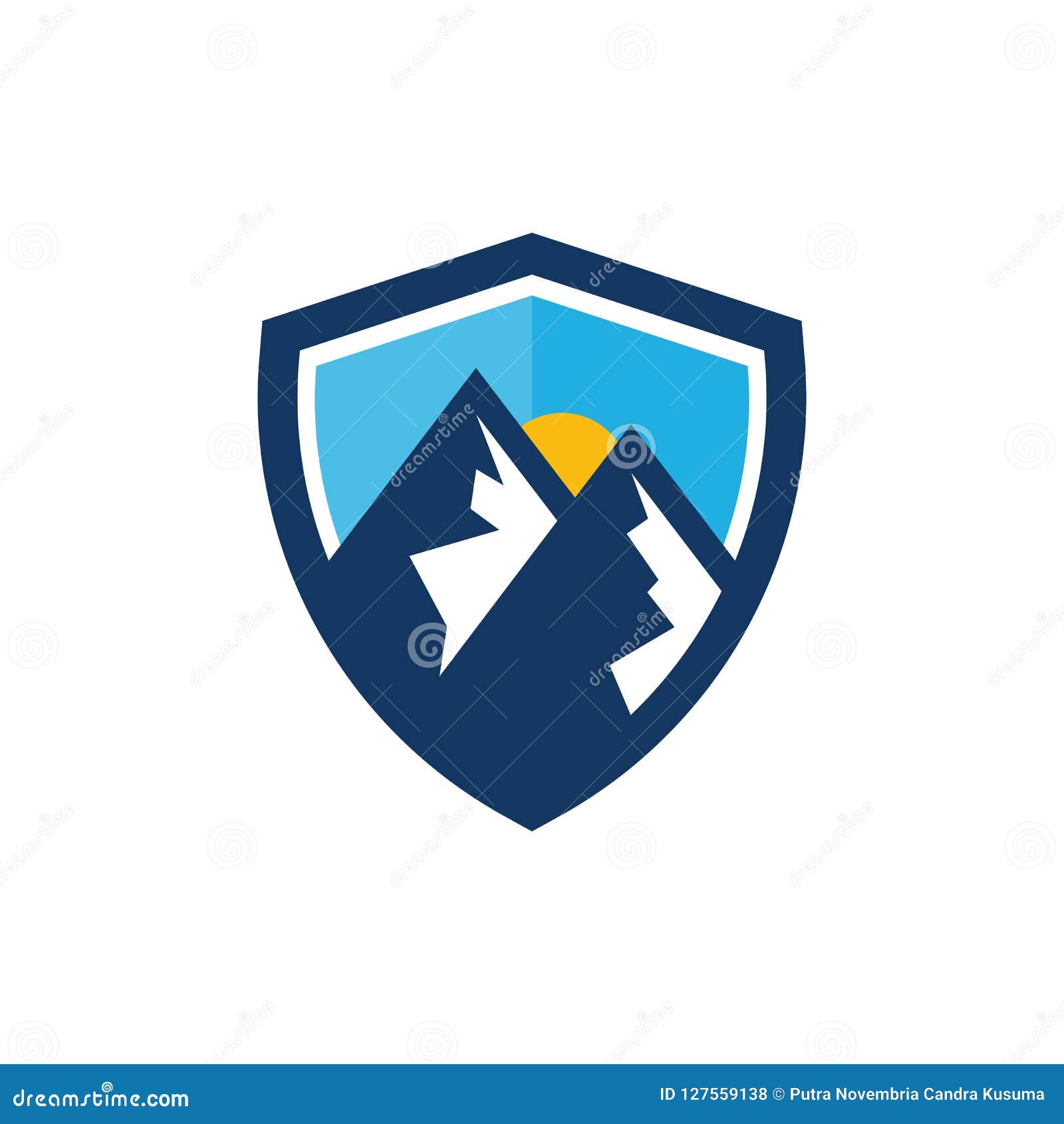Mountain Shield Logo Icon Design Stock Vector Illustration of modern