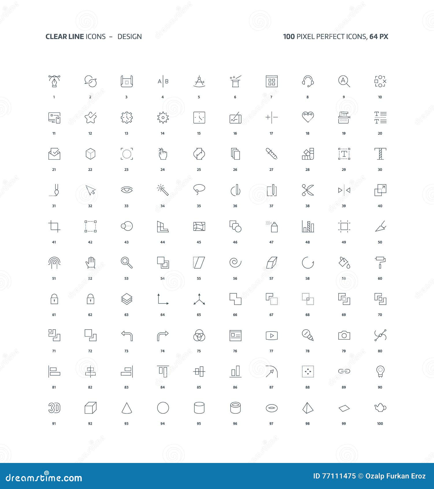 Design, clear line icons stock illustration. Illustration of flat