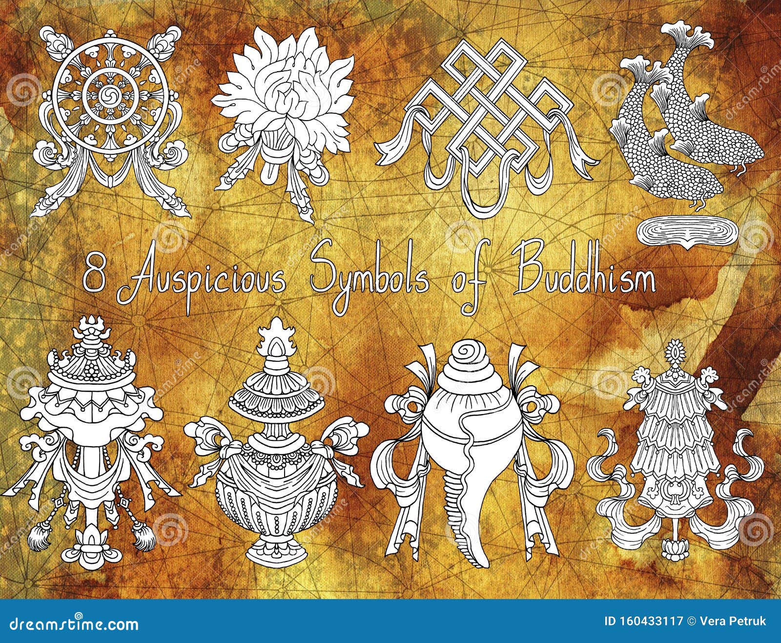 Design collage with eight auspicious symbols of  Stock Illustration  58330667  PIXTA