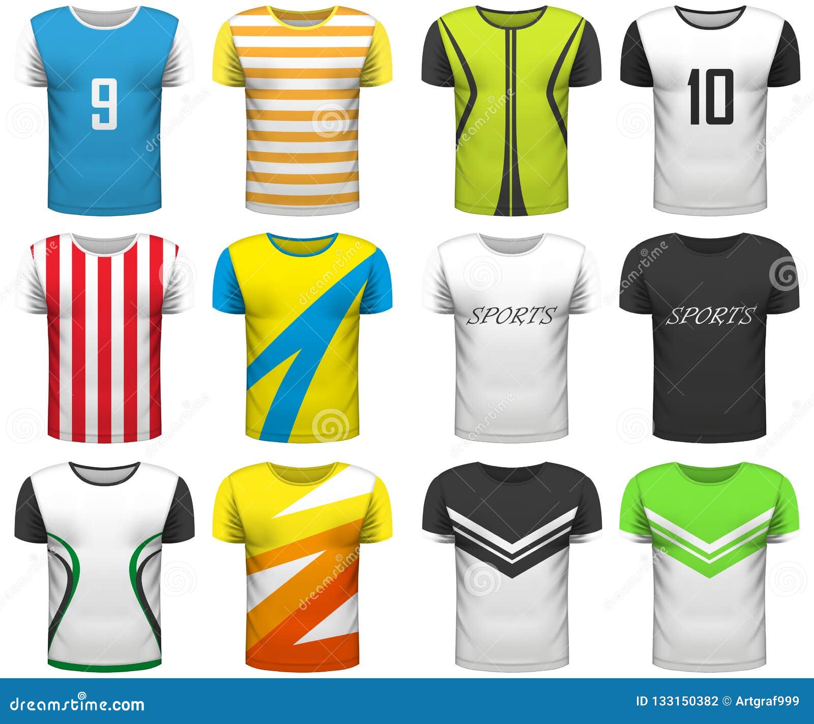 Download Design Collection Of Realistic T-shirts Mock Up On White ...
