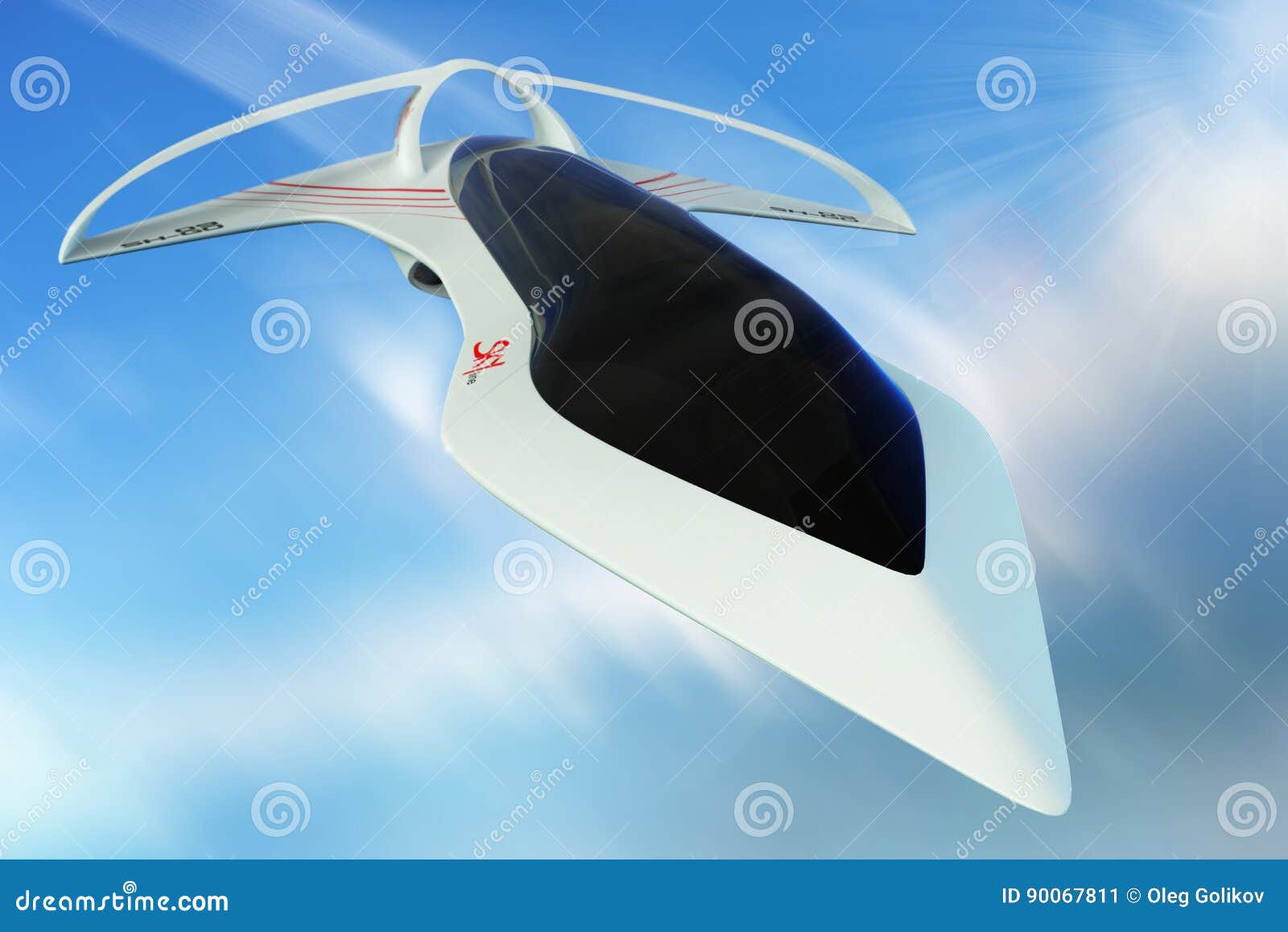  concept supersonic aircraft business class line horizon. 3d .