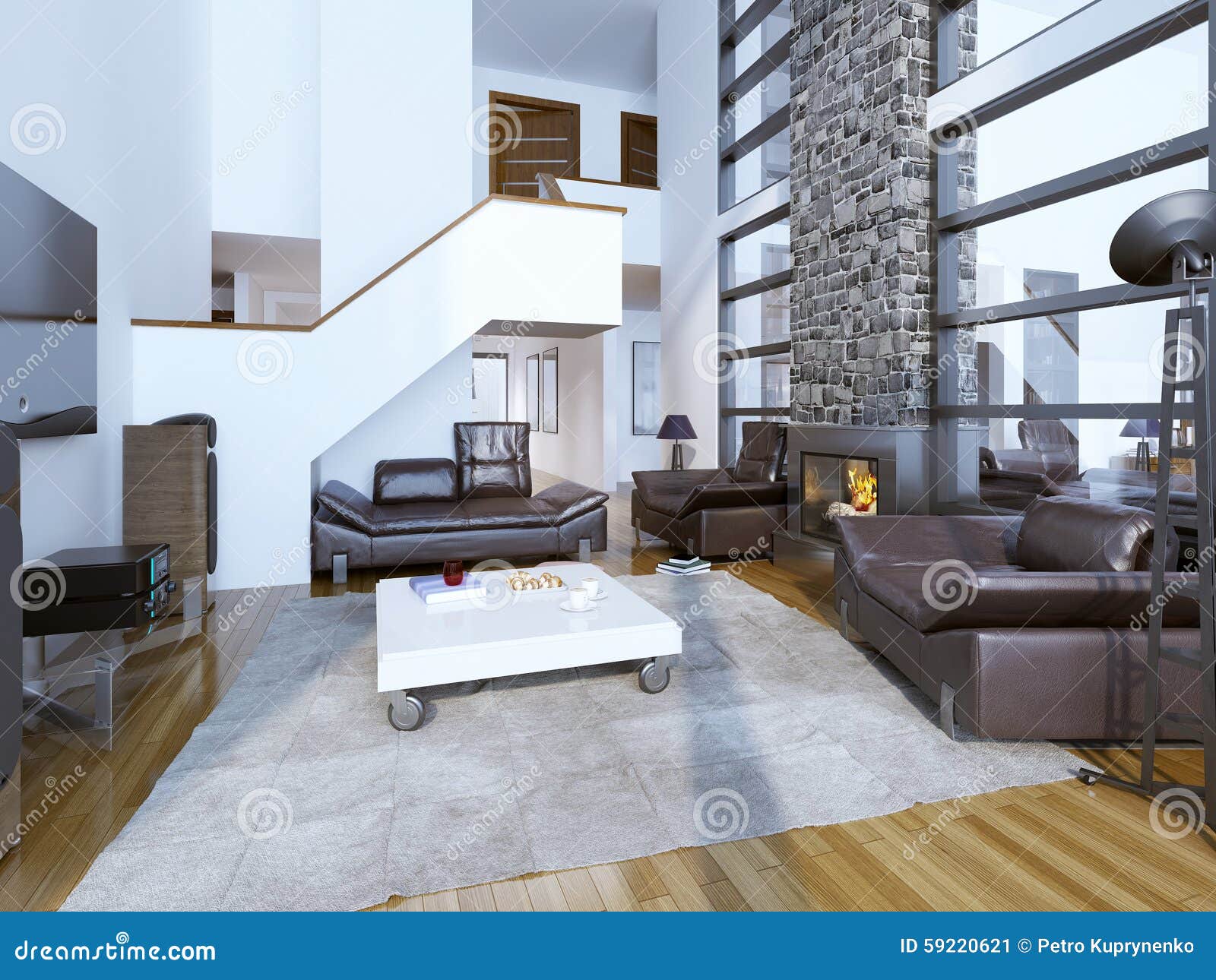 Design Of Cozy Modern Living Room Stock Image Image Of