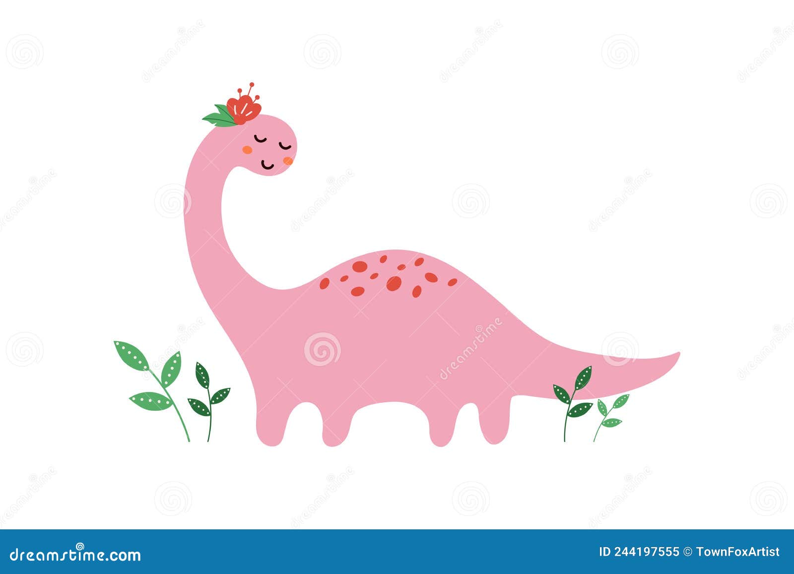 Engraçado desenho animado fofo dinossauro rosa fofa garota feliz