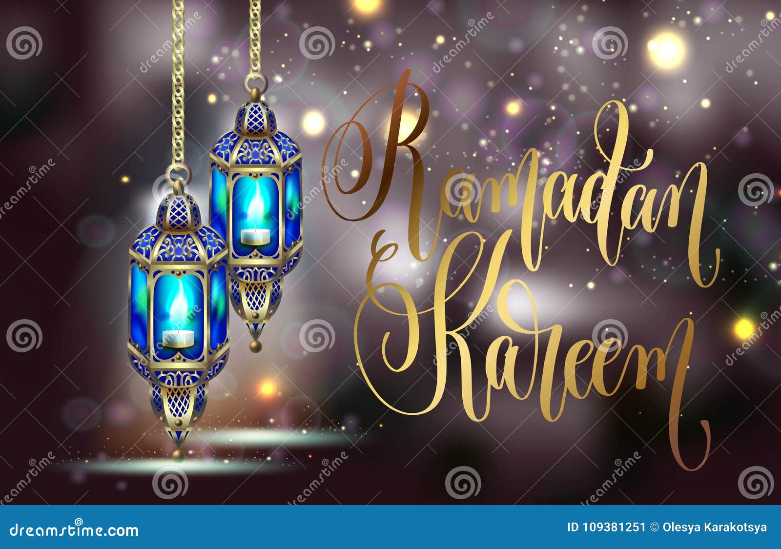 Design De Carte De Salutation De Ramadan Kareem Avec Des Lumières