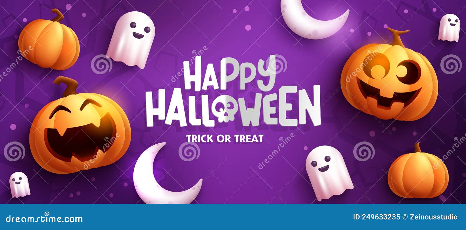 Cara assustadora de abóbora de halloween ou modelo de design de banner  fantasma