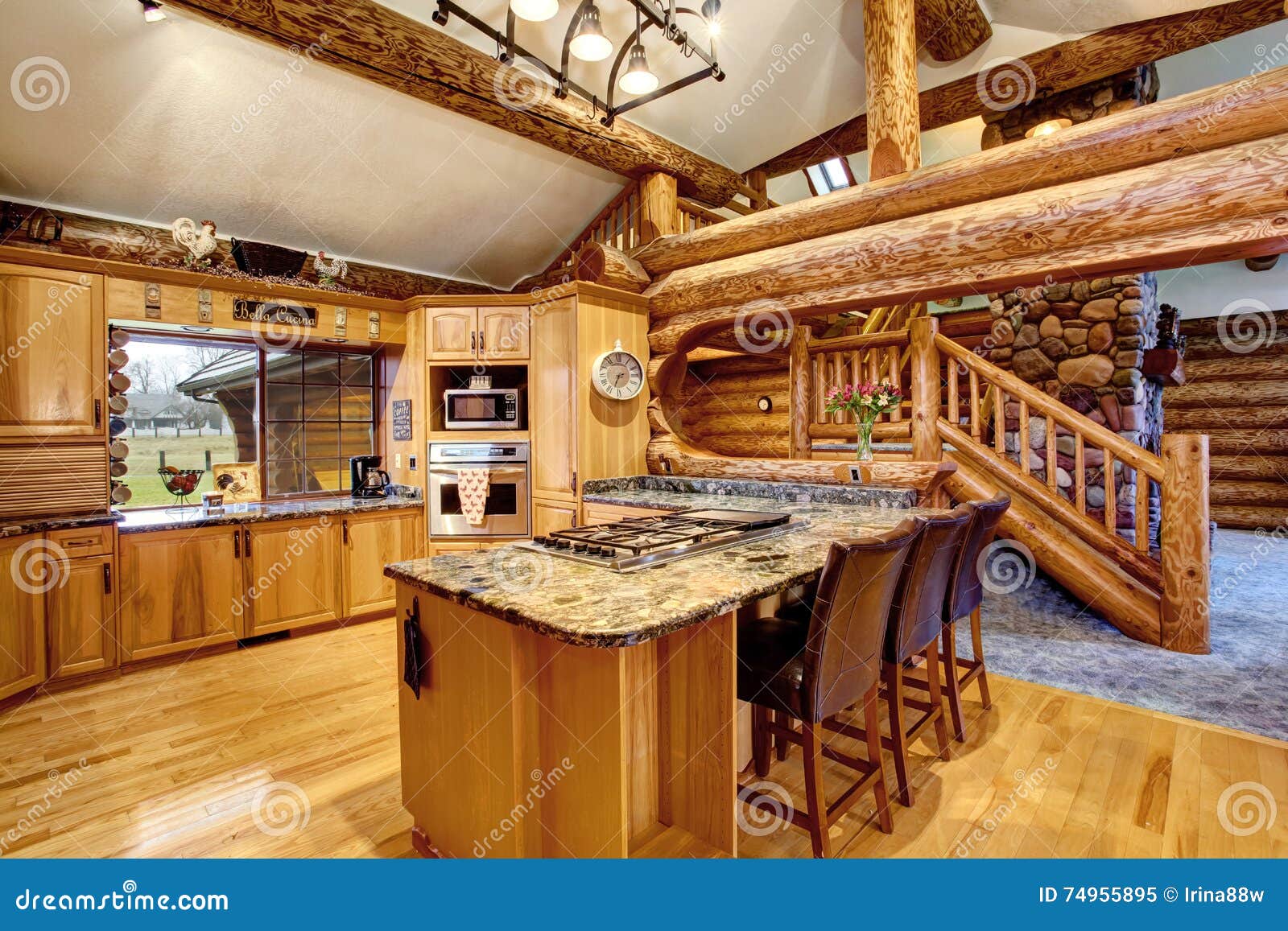 Design De Interiores Da Cozinha Da Cabana R Stica De Madeira Com Os Design De Interiores Da Cozinha Da Cabana R Stica De Madeira Com Os