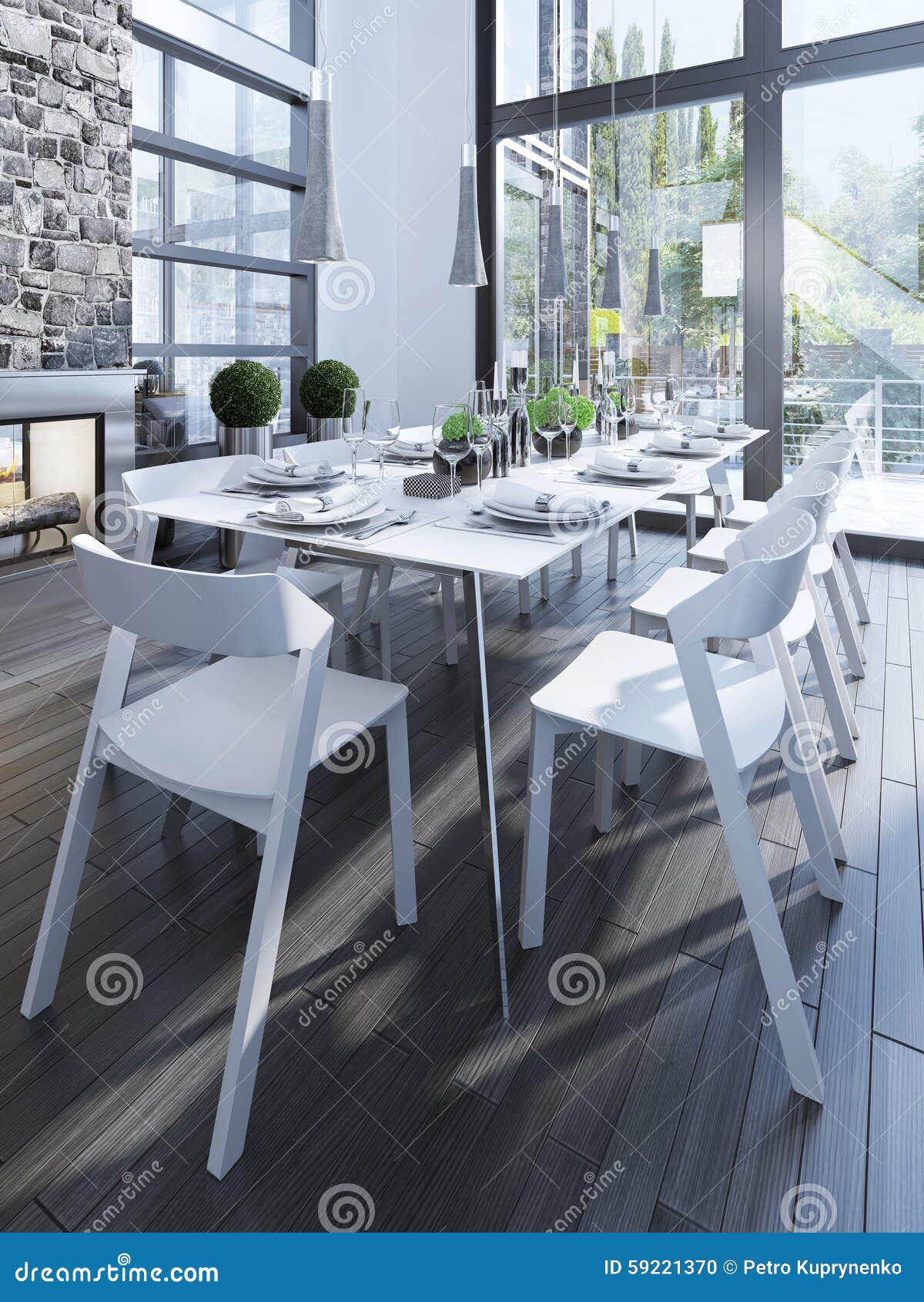 Design of Dining Room with White Furniture Stock Photo Image of