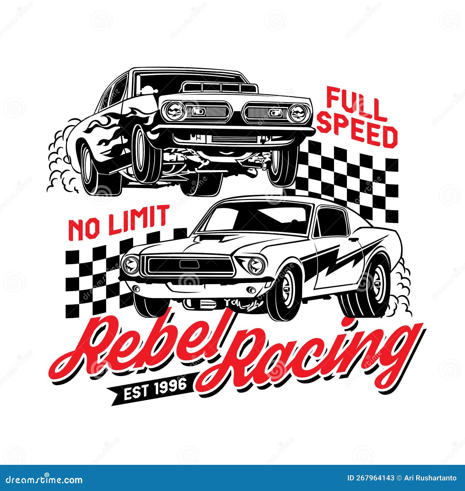 ilustração de corrida de carros de rua para design de camiseta