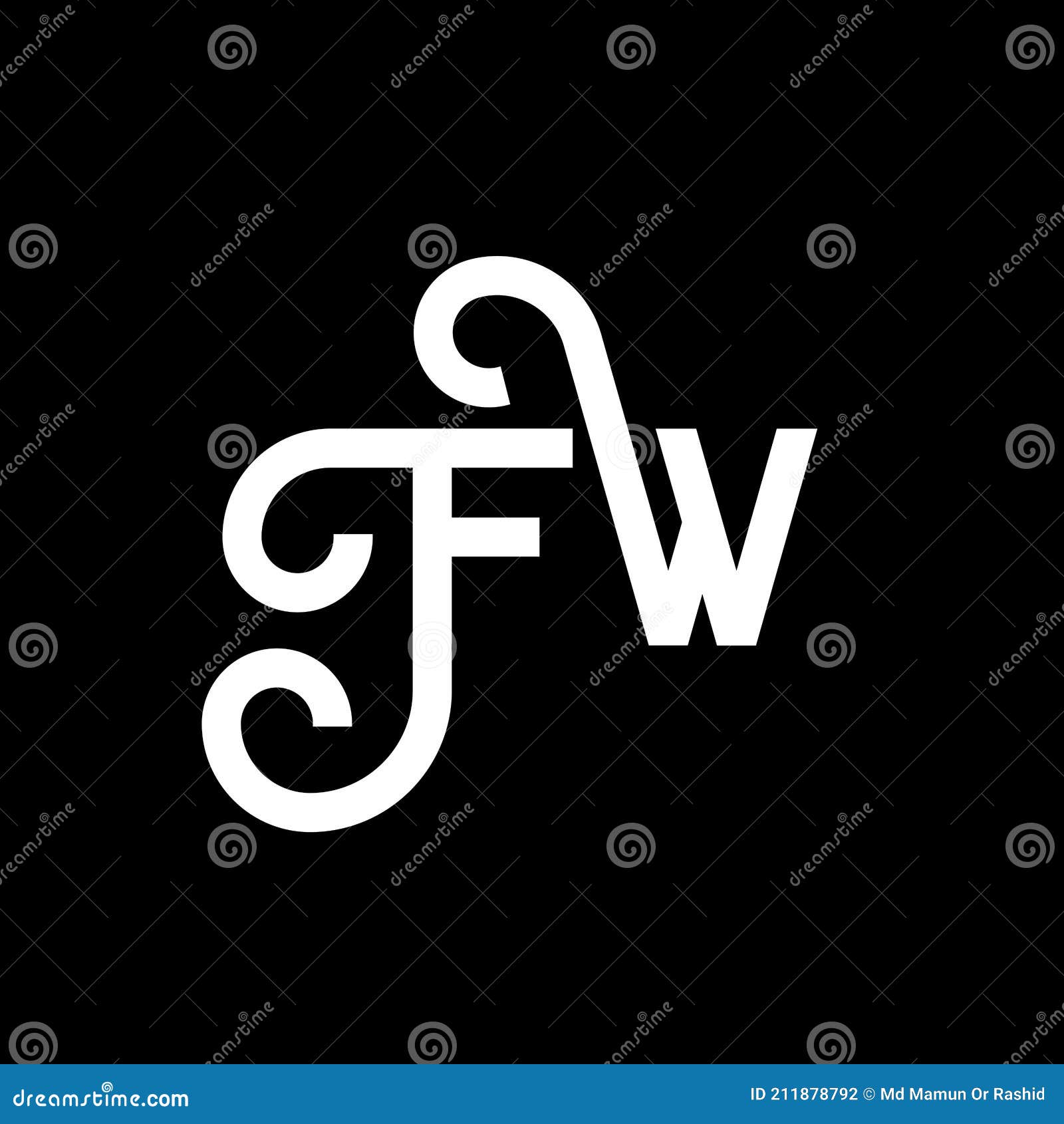 Design Do Logotipo Da Letra Fw Em Fundo Preto Conceito De Logotipo De Letra De Iniciais