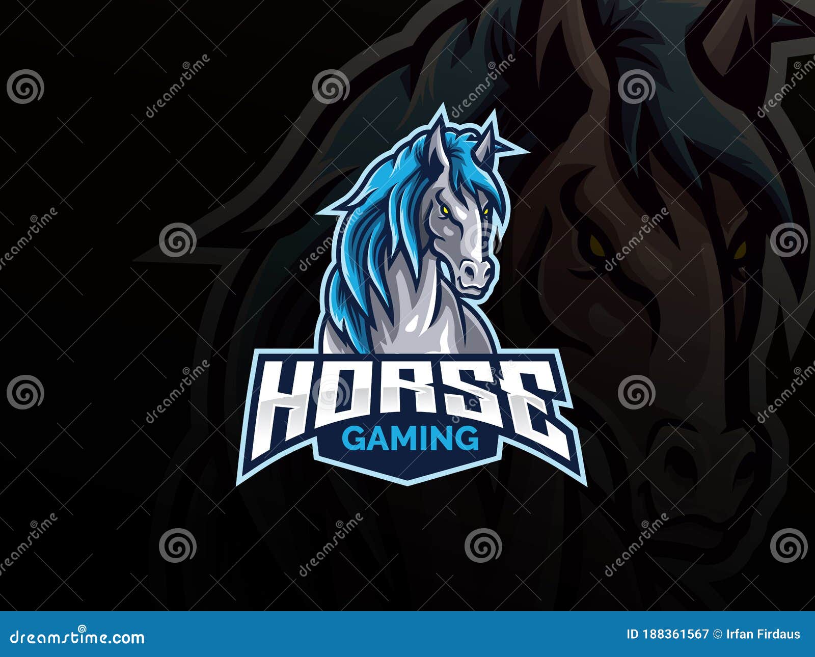 Design de vetor de logotipo de jogo de mascote de cavalo