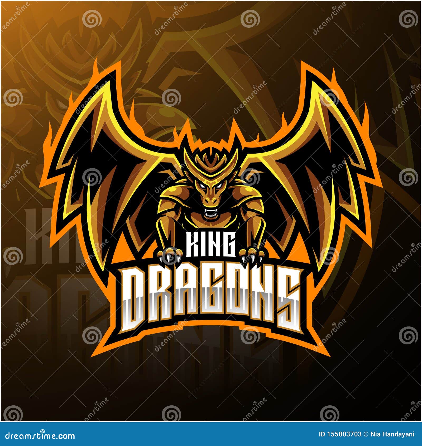 Modelo de logotipo para jogos de mascote dragão amarelo bebê para esports  streamer facebook