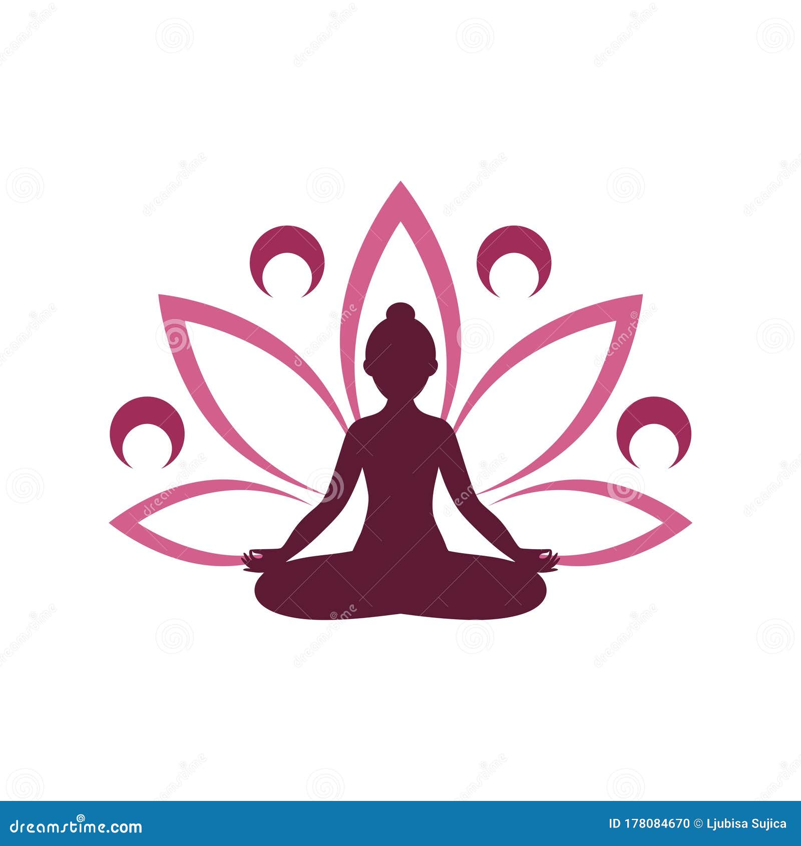 Design Do Logotipo Yoga. Meditação Humana No ícone Da Flor De